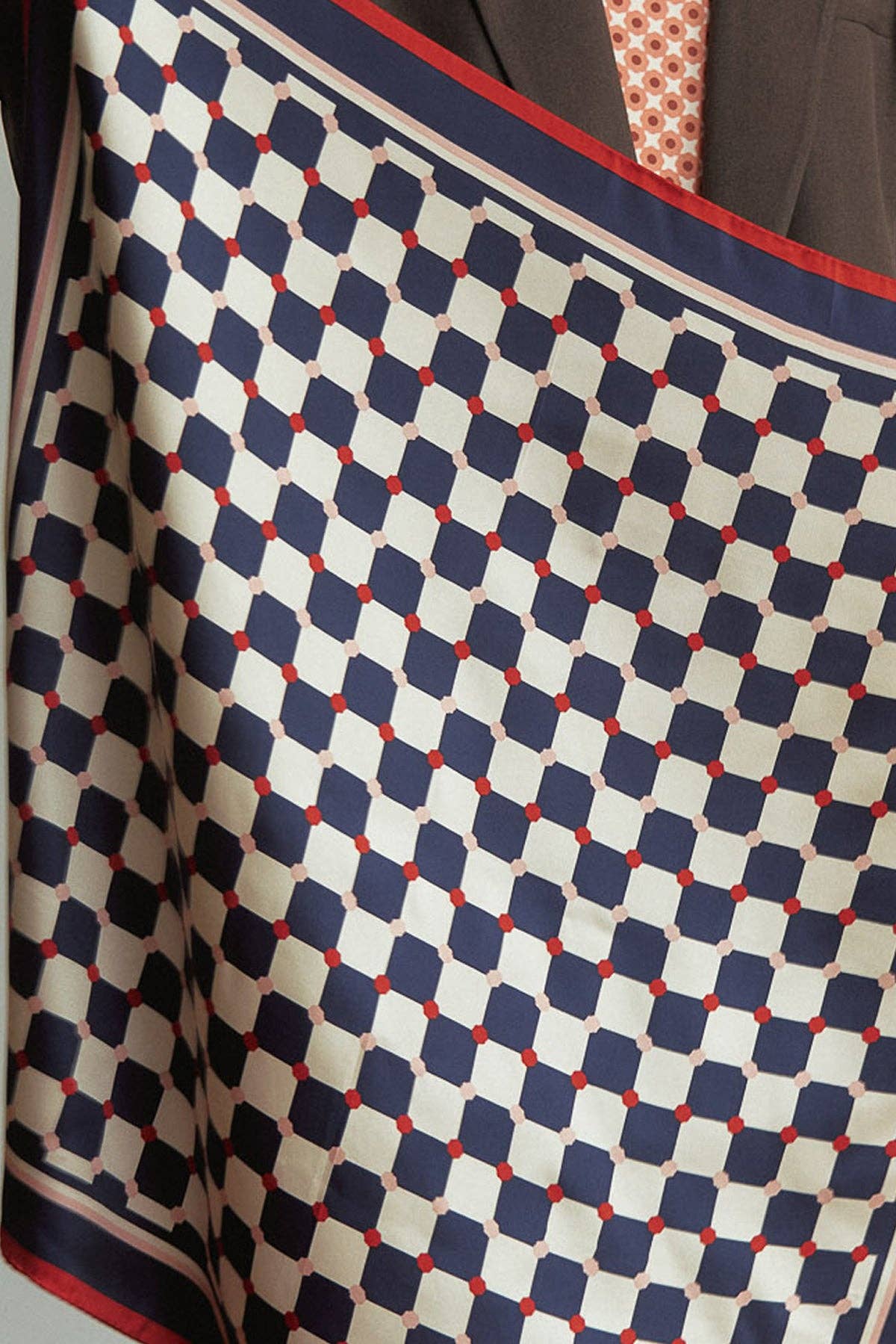 "Checkerboard" Silk Bandana - Blue