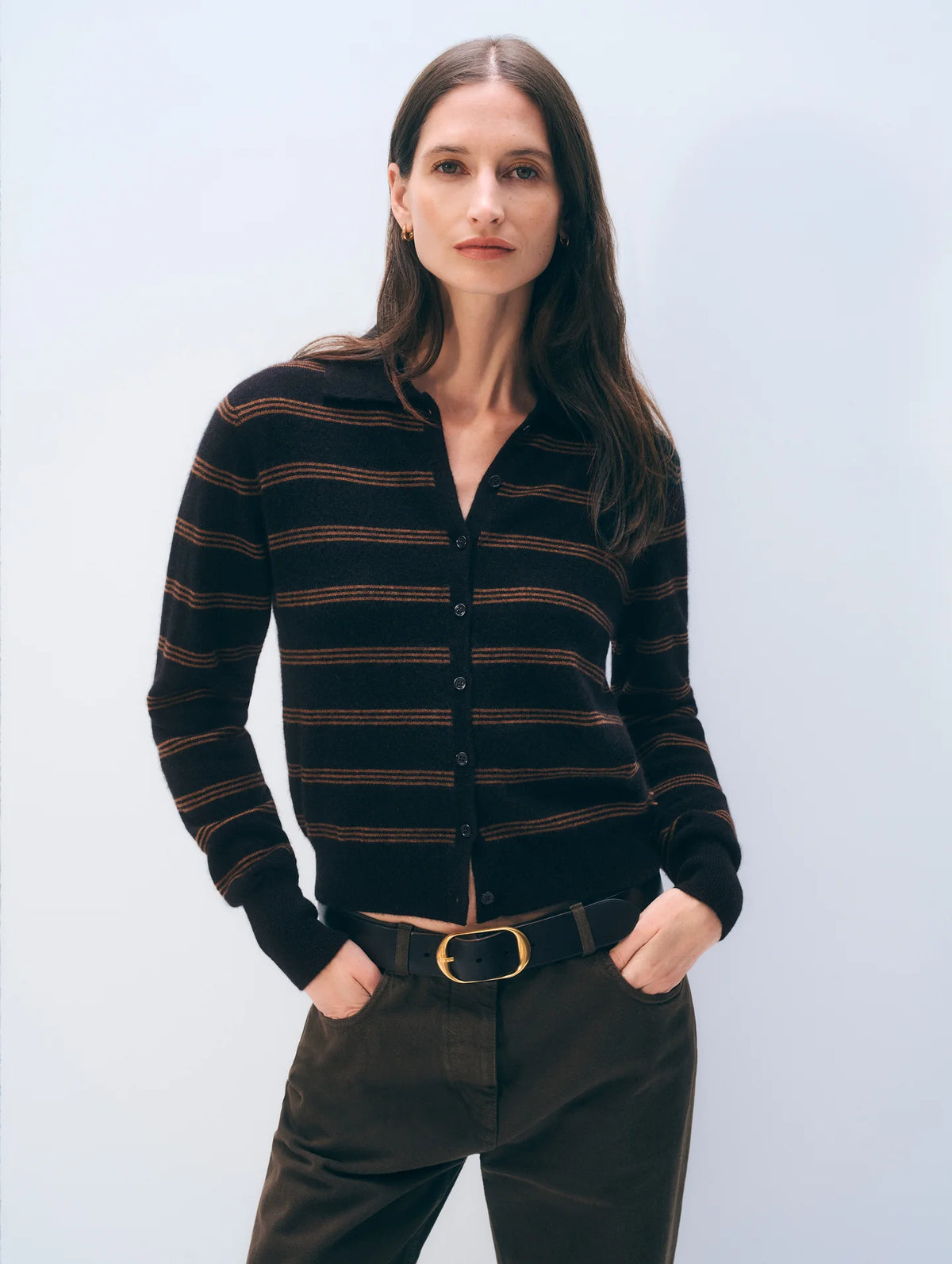 Cashmere striped cardigan