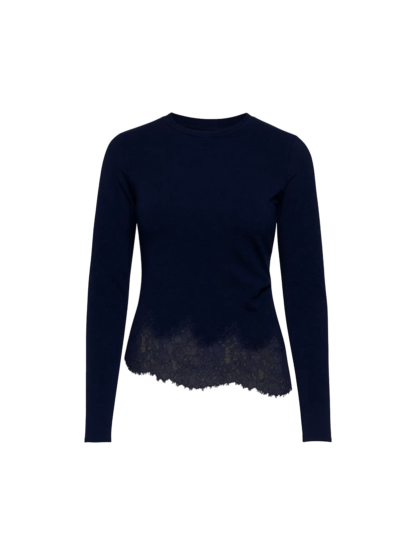 TSHIRT ML COL BATEAU DENTELLE