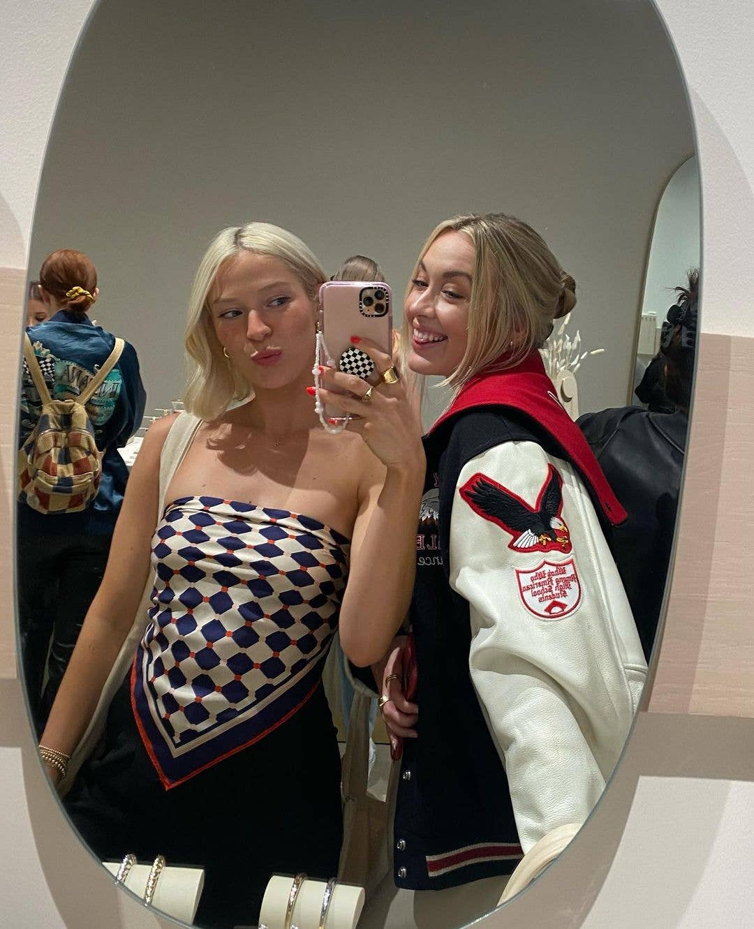 "Checkerboard" Silk Bandana - Blue