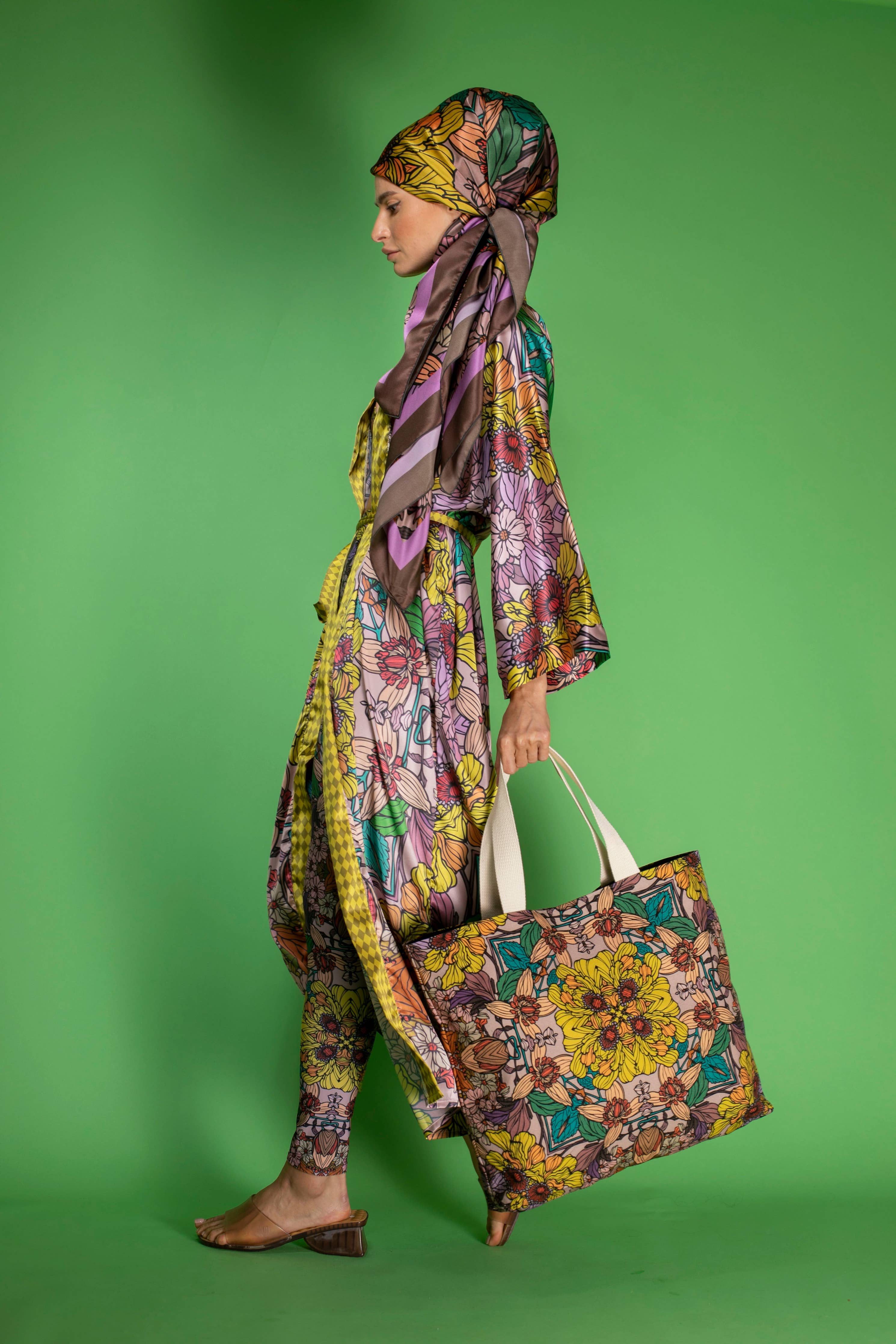 ED-013F-Golden Garden Delights silk scarf