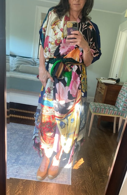 vintage silk wrap dress 80s Vintage Orange Silk Wrap Dress / Yellow Waist Tie V Neck Short Sleeves / Preppy Elegant Retro Formal Event Hipster Chic / Tulip Skirt M