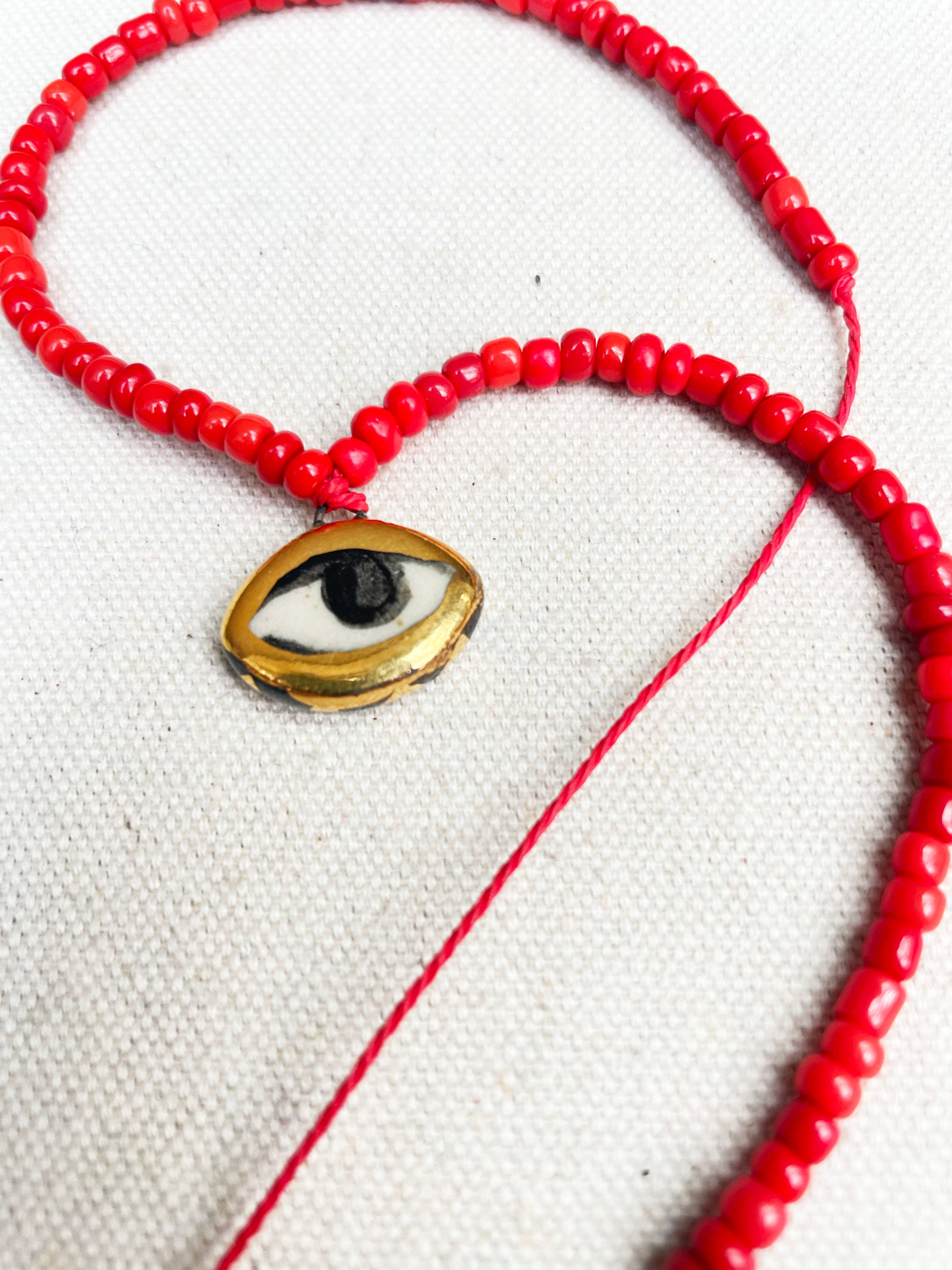 Not so evil eye charm beaded necklace