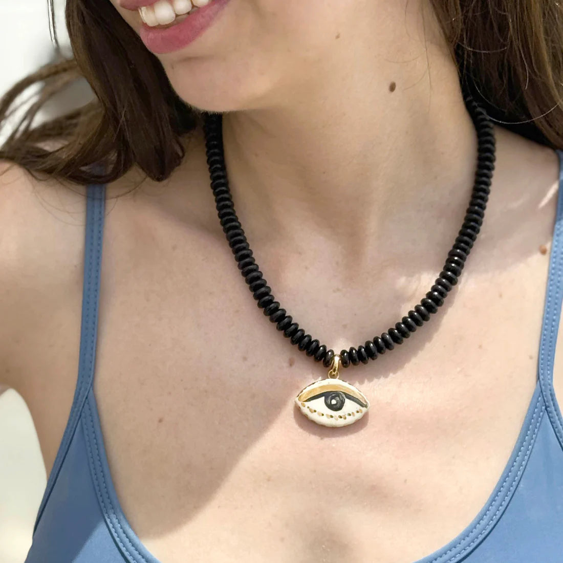 Not So Evil Eye Necklace | Pearl White
