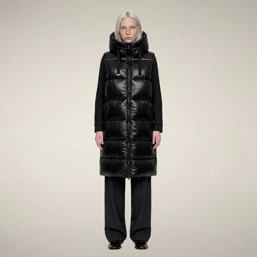 IRIA Black Puffer Hooded Vest