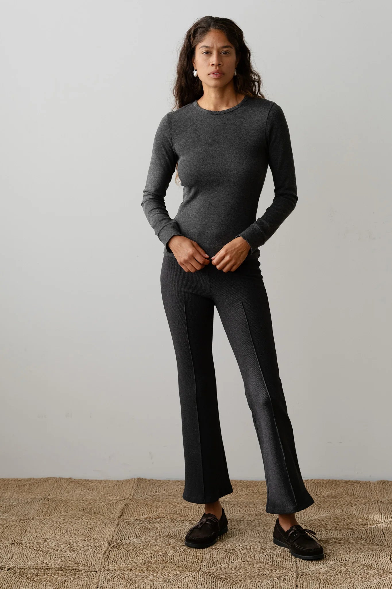 Rib Kick Flare Pant