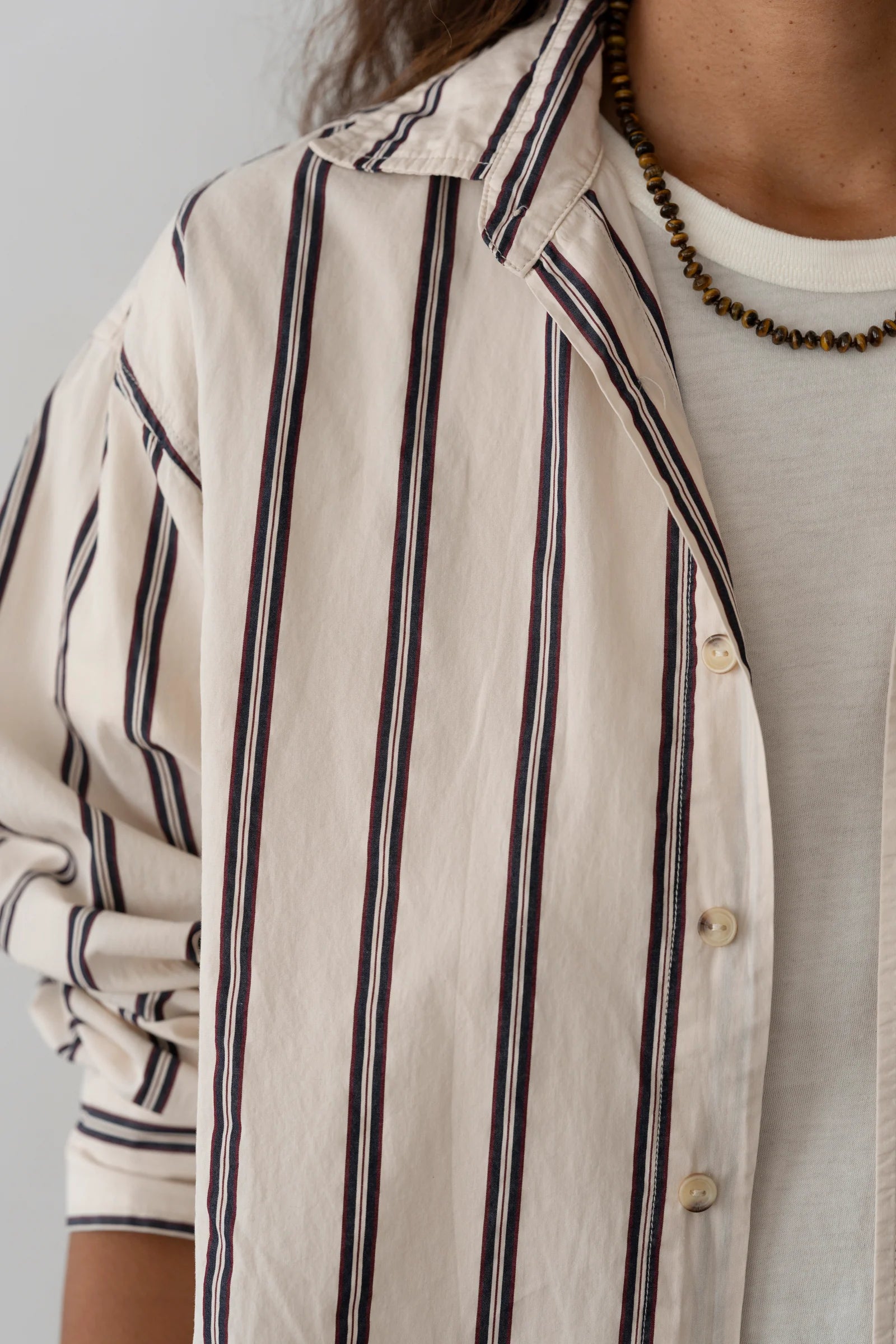 The Pop Shirt - creme twin stripe