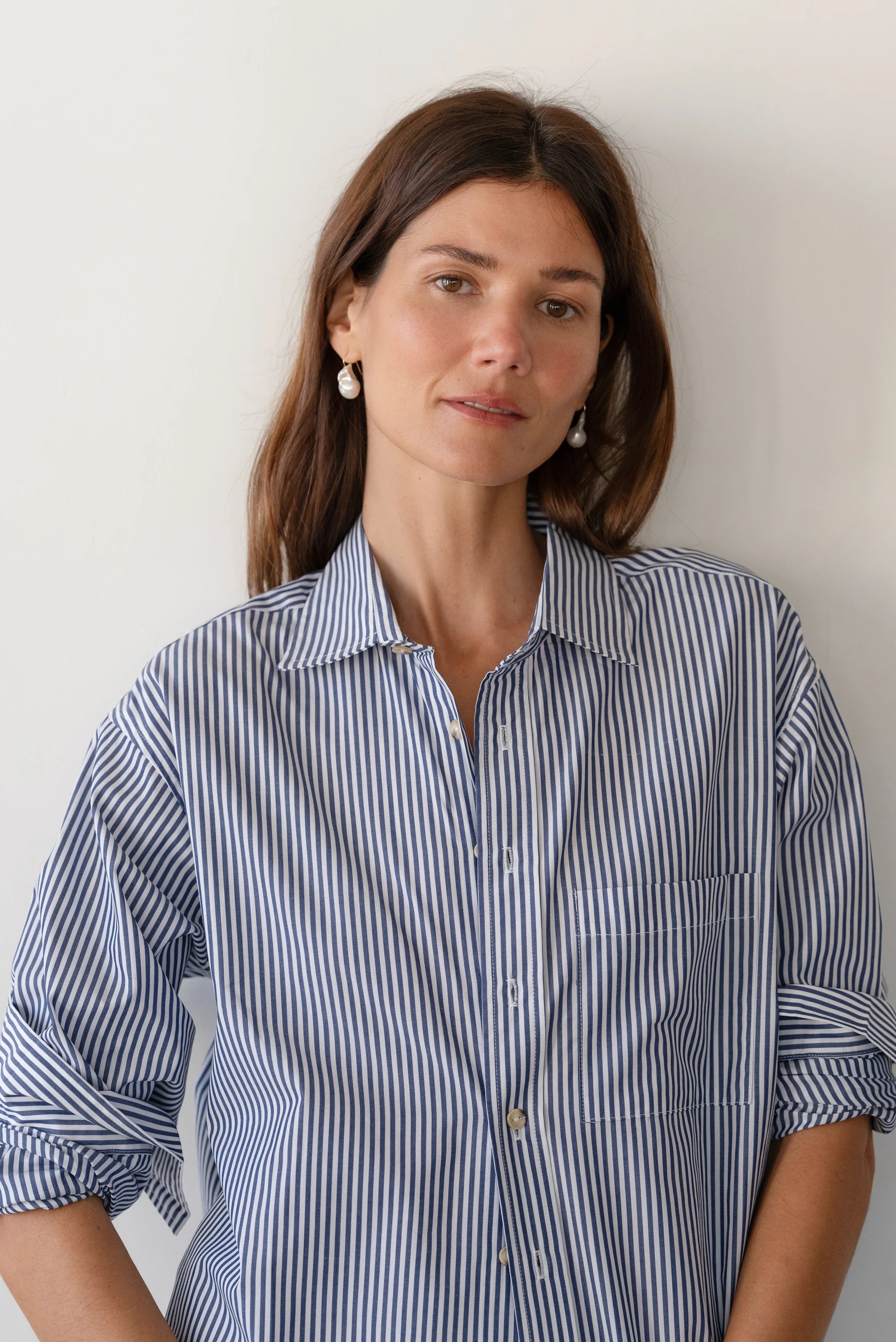 The Pop Shirt - Navy Stripe