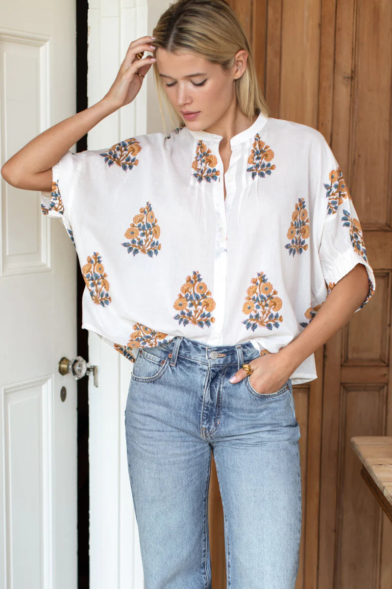 Mandarin Collar Top - Tomas Flowers