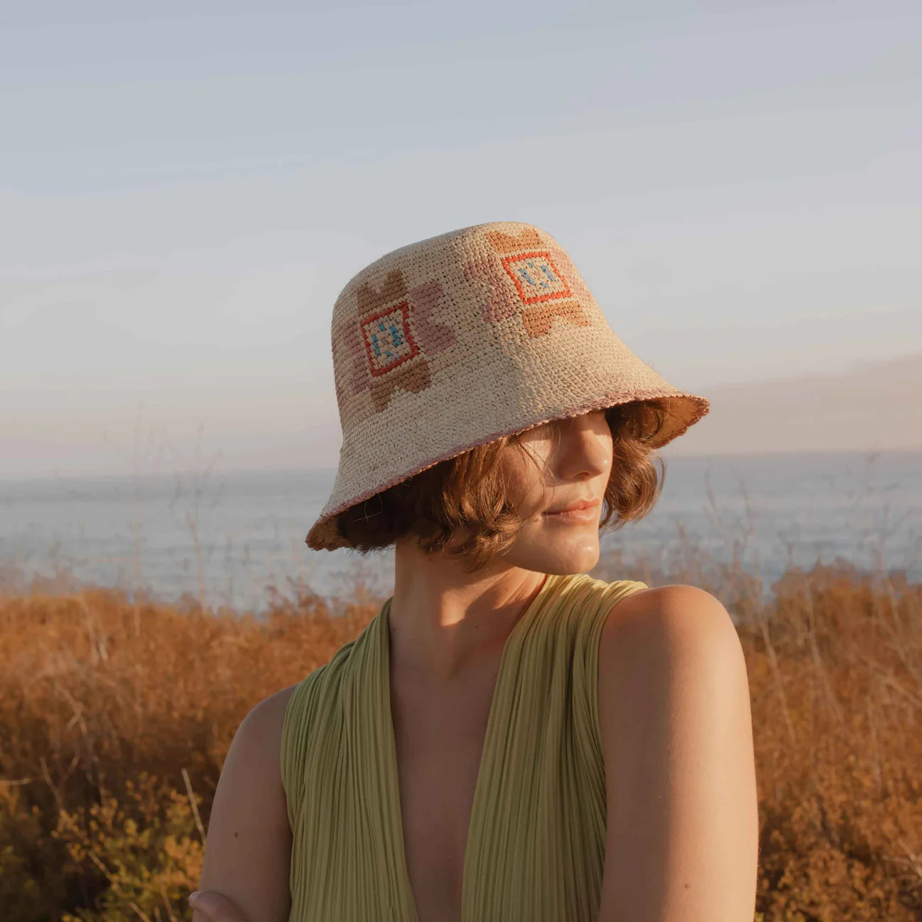 Reya packable crochet bucket