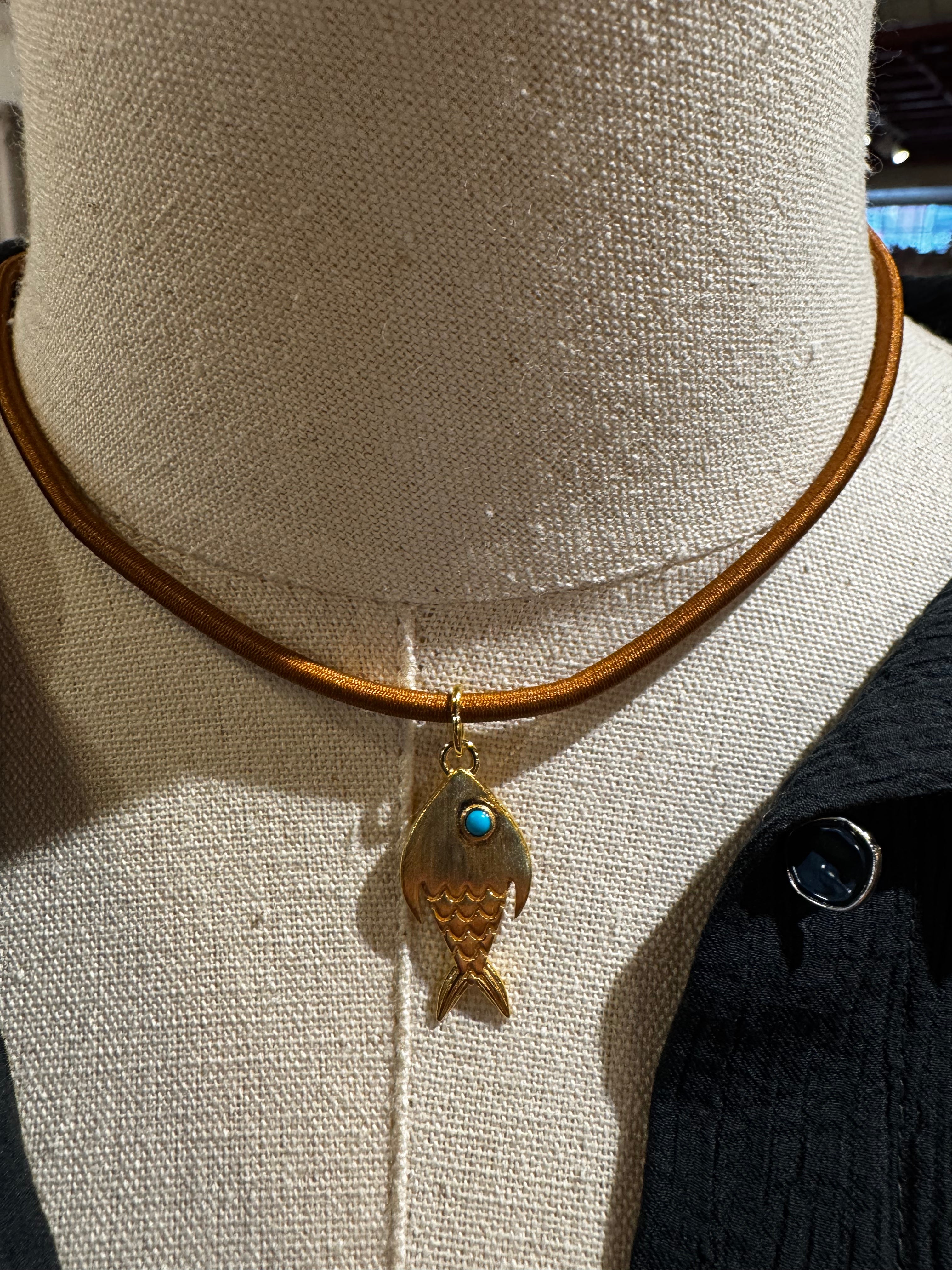 Copper cord necklace with Fish Charm