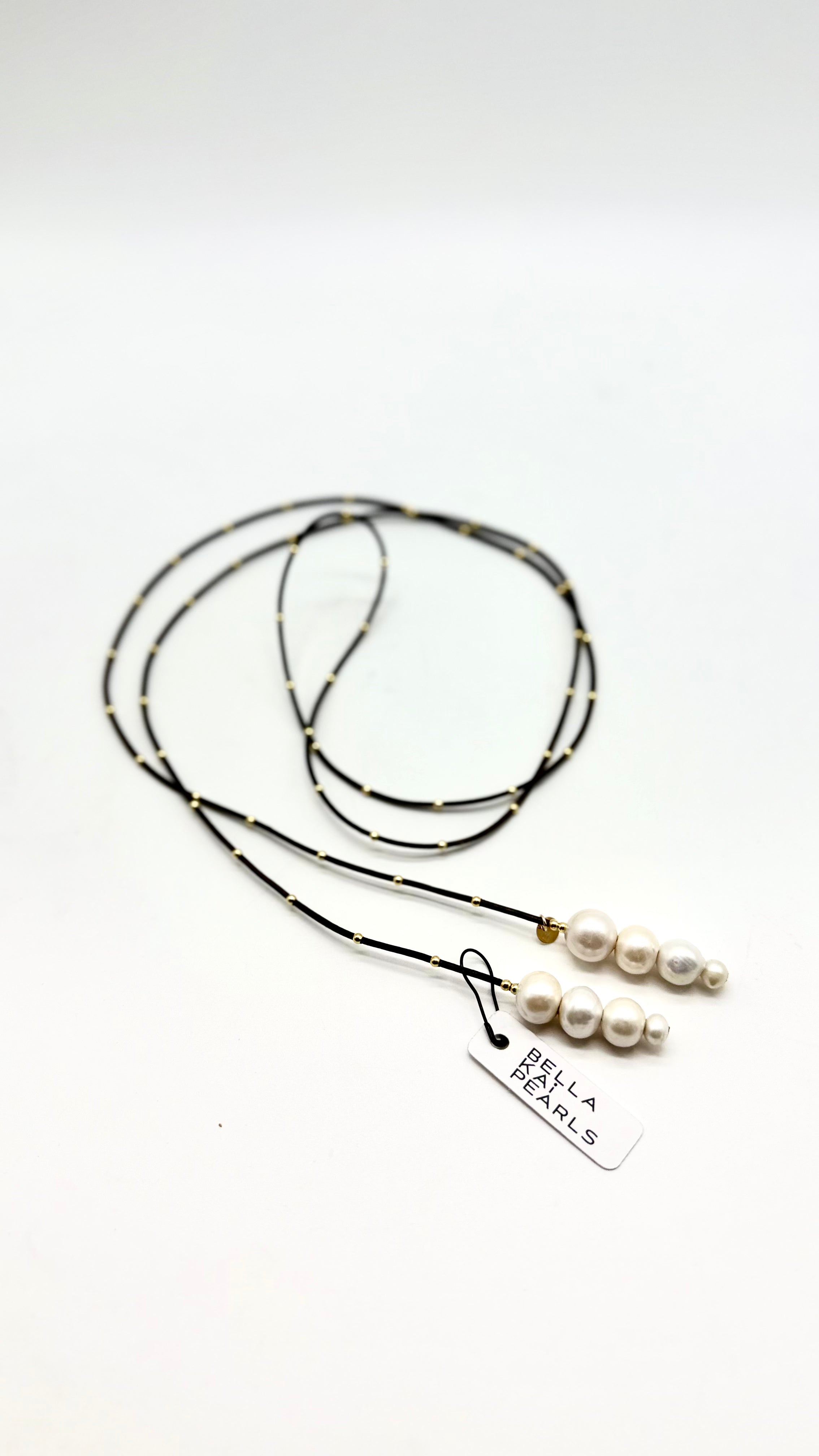 Gold filled leather strap with freshwater pearls