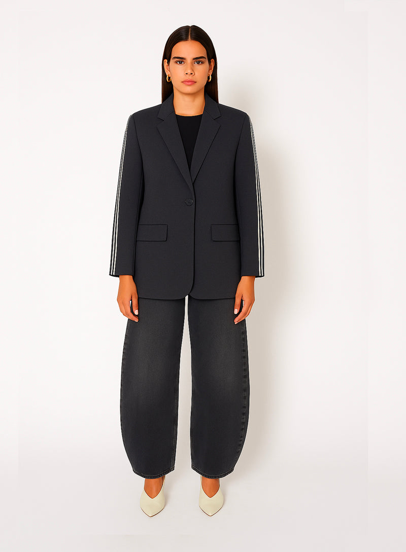 VESTE BLAZER EN LAINE RAYURES