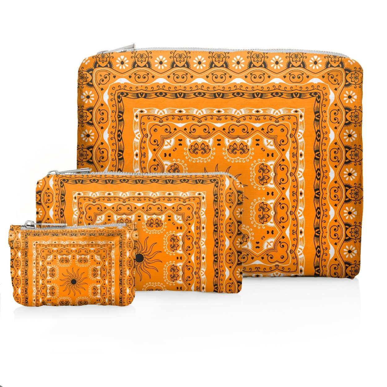 Set of 3 Bandana Pouches - Orange