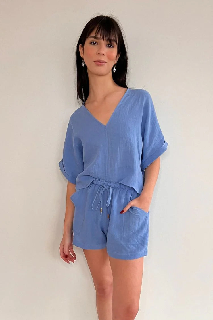 Drawstring short - linen