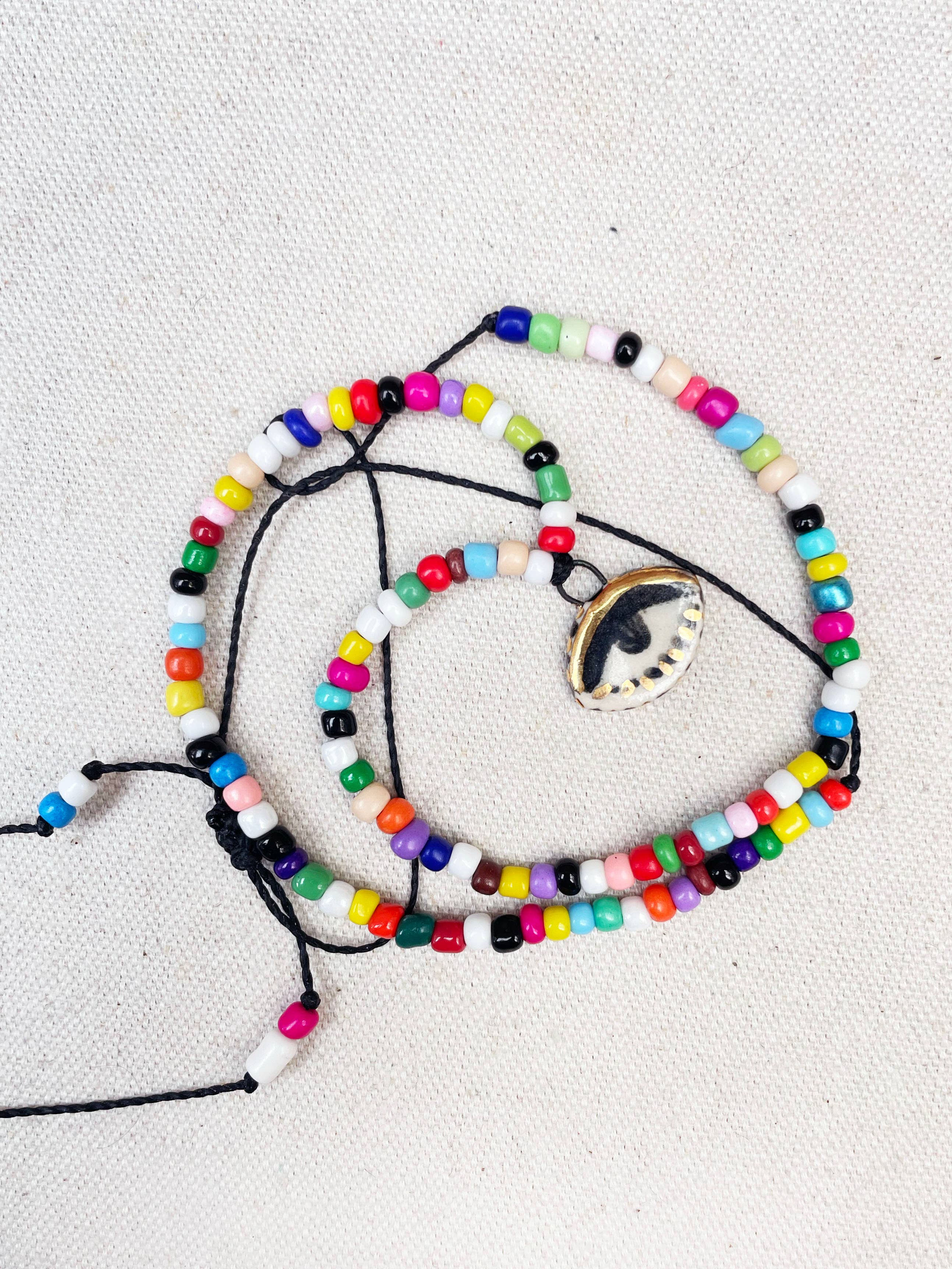 Not so evil eye charm beaded necklace