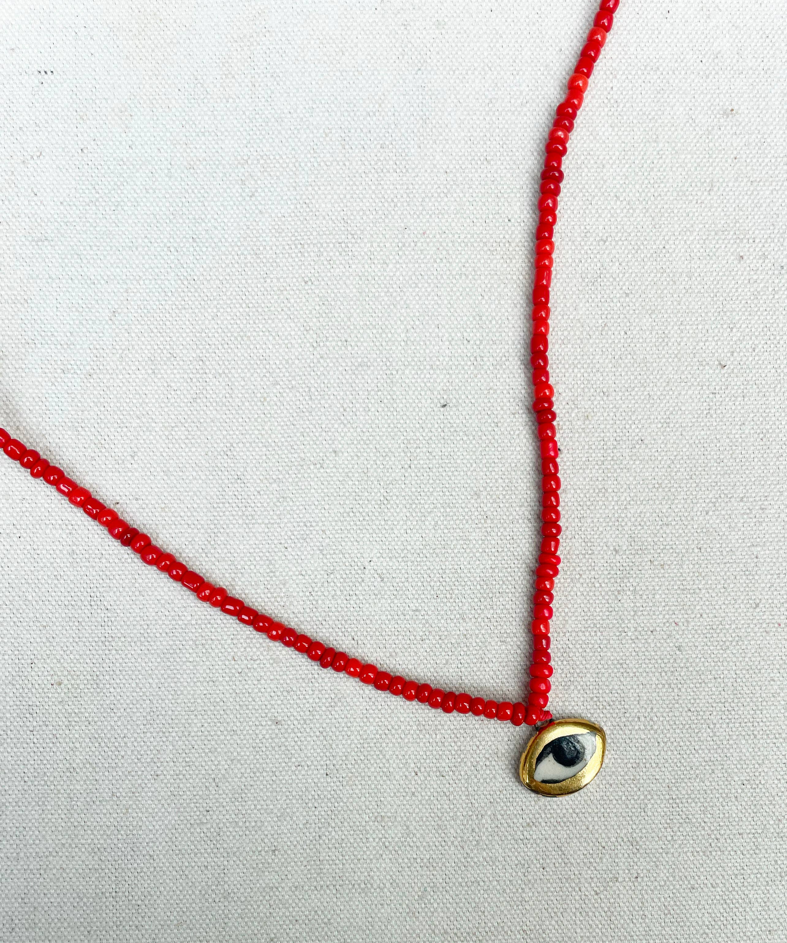 Not so evil eye charm beaded necklace