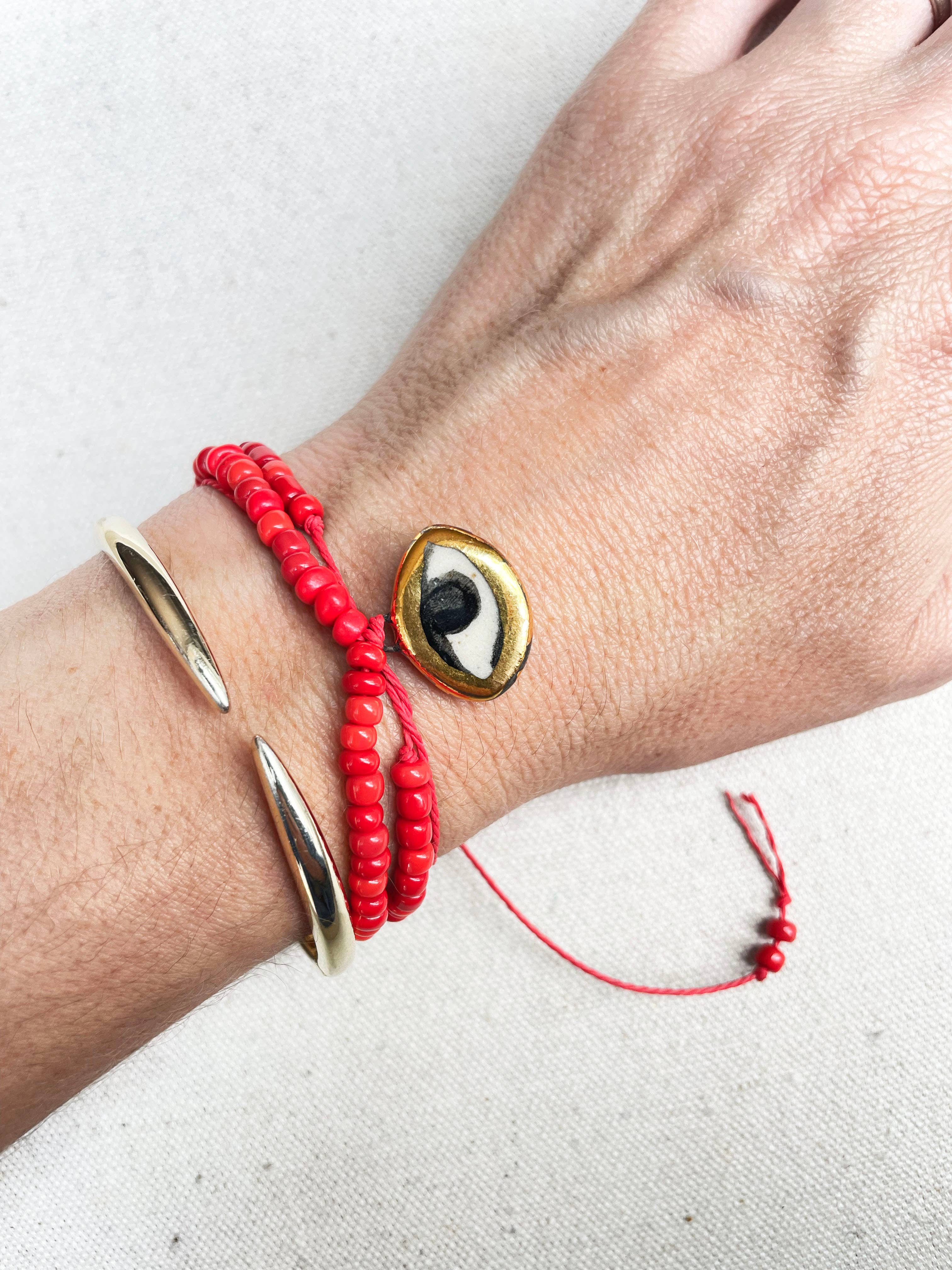 Not so evil eye charm beaded necklace