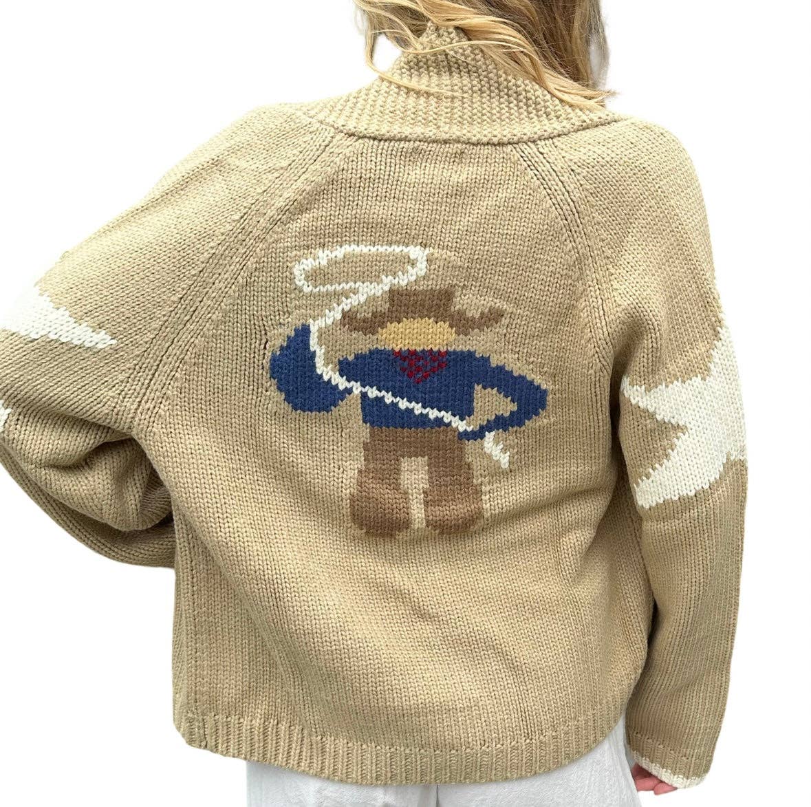 Vintage Cowboy Varsity Cardigan in Camel