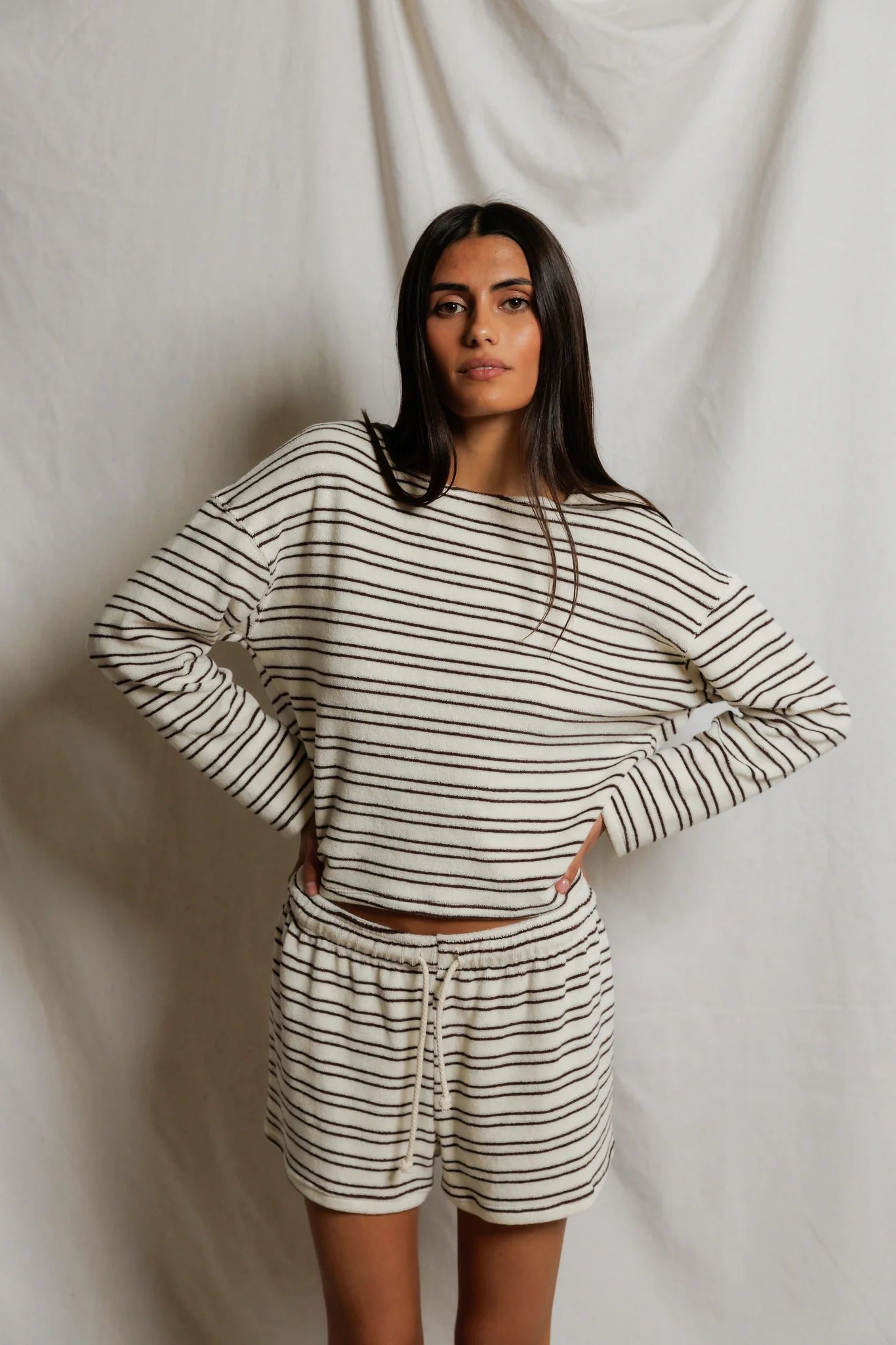 Keri terry long sleeve natural / chocolate