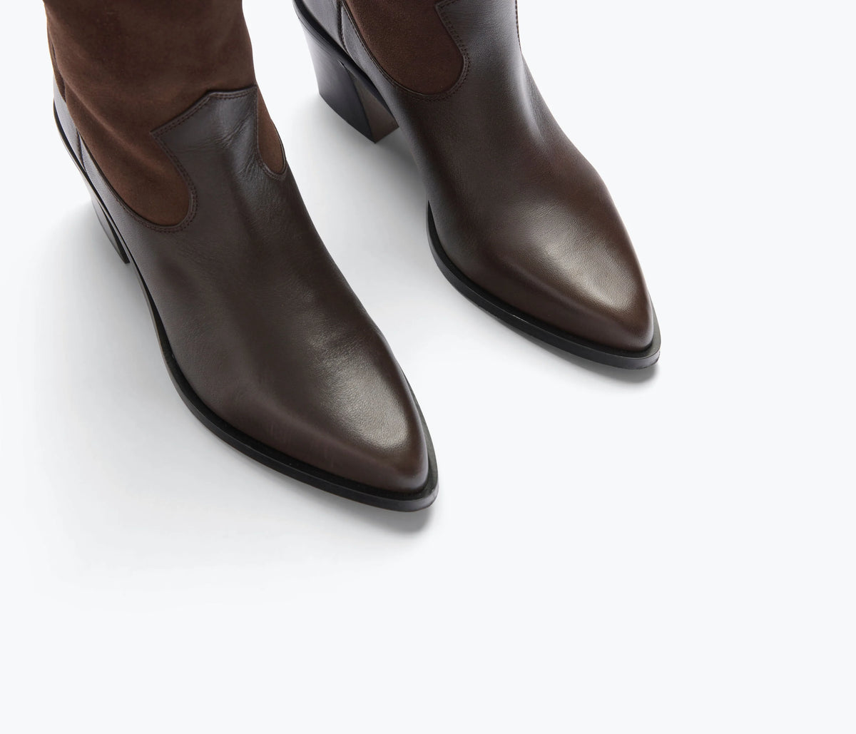 Nancie Western Boot in Sable Suede Combo
