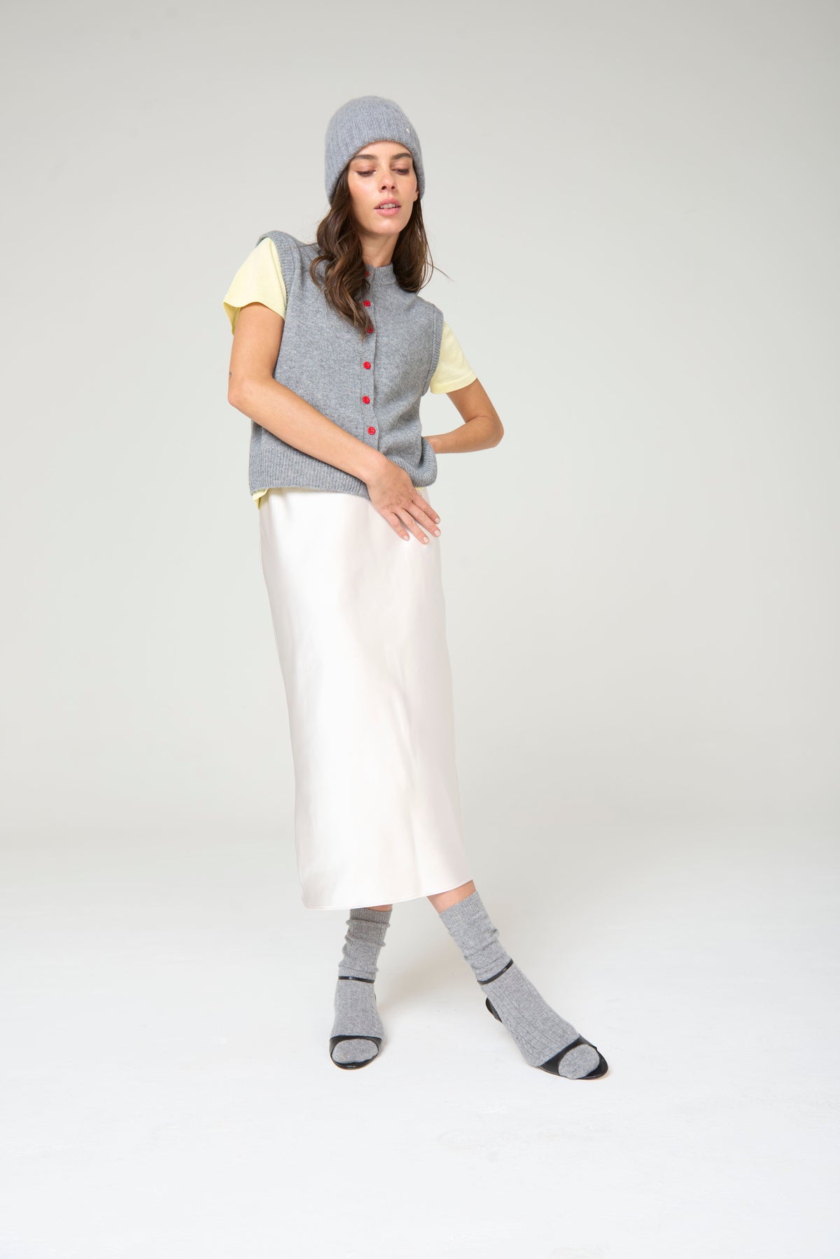 Button Vest- Grey