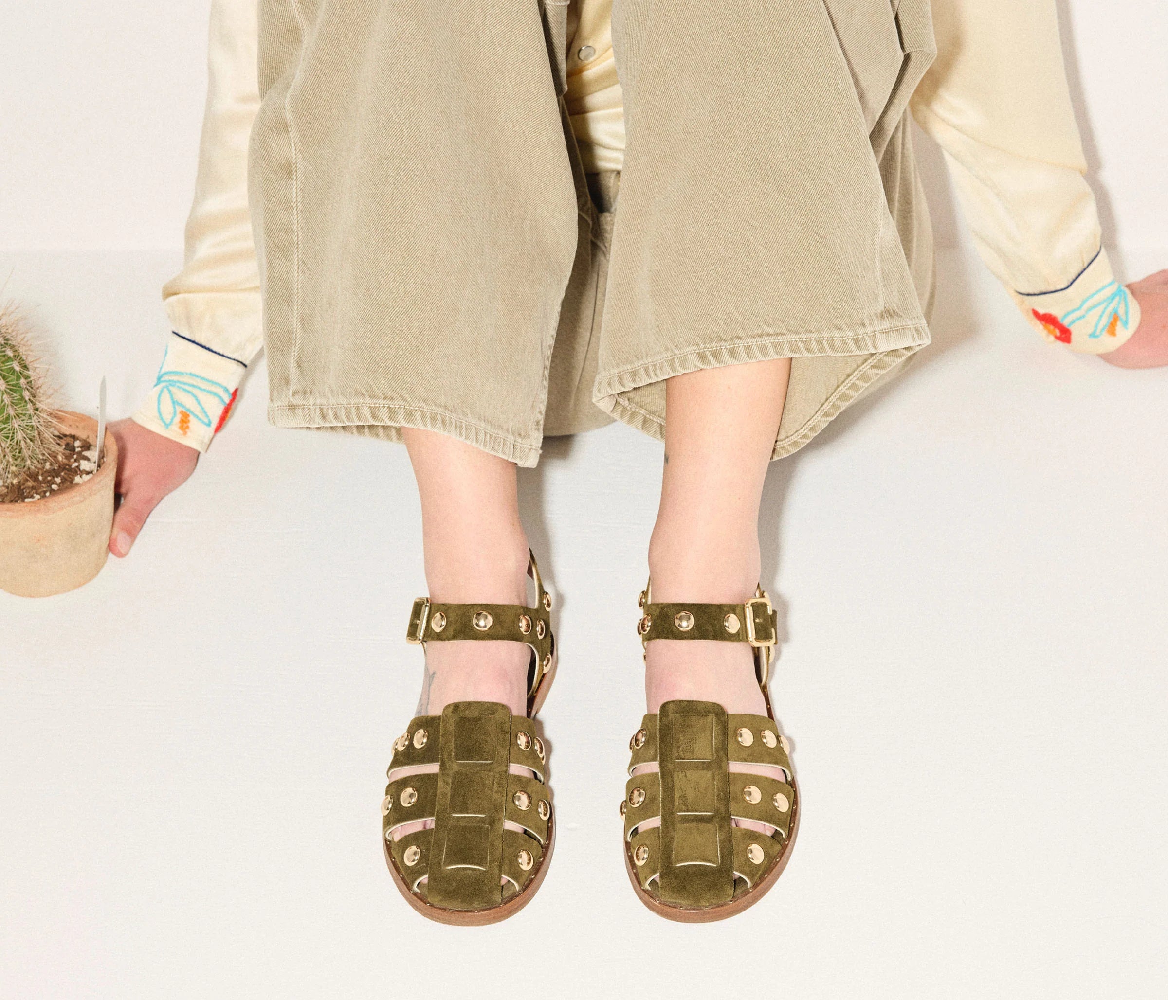 Sera fisherman sandal - olive suede