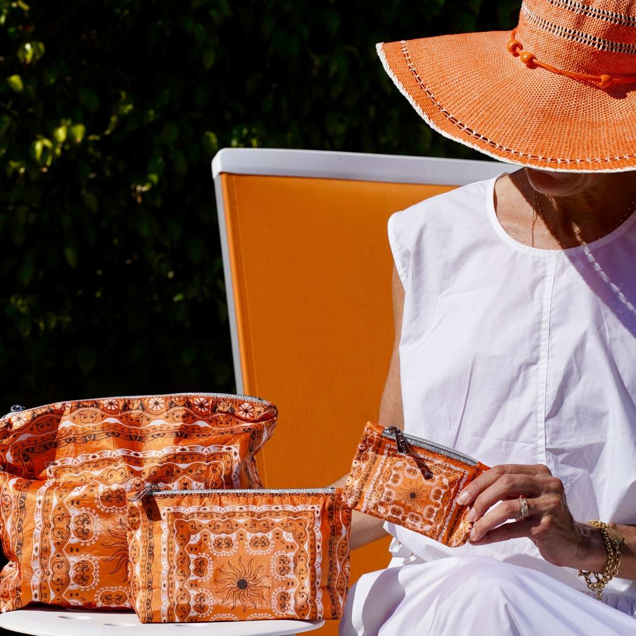 Set of 3 Bandana Pouches - Orange