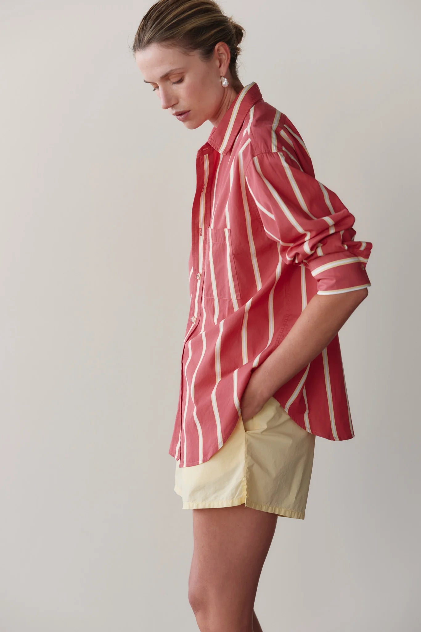 The Pop Stripe Shirt - Raspberry
