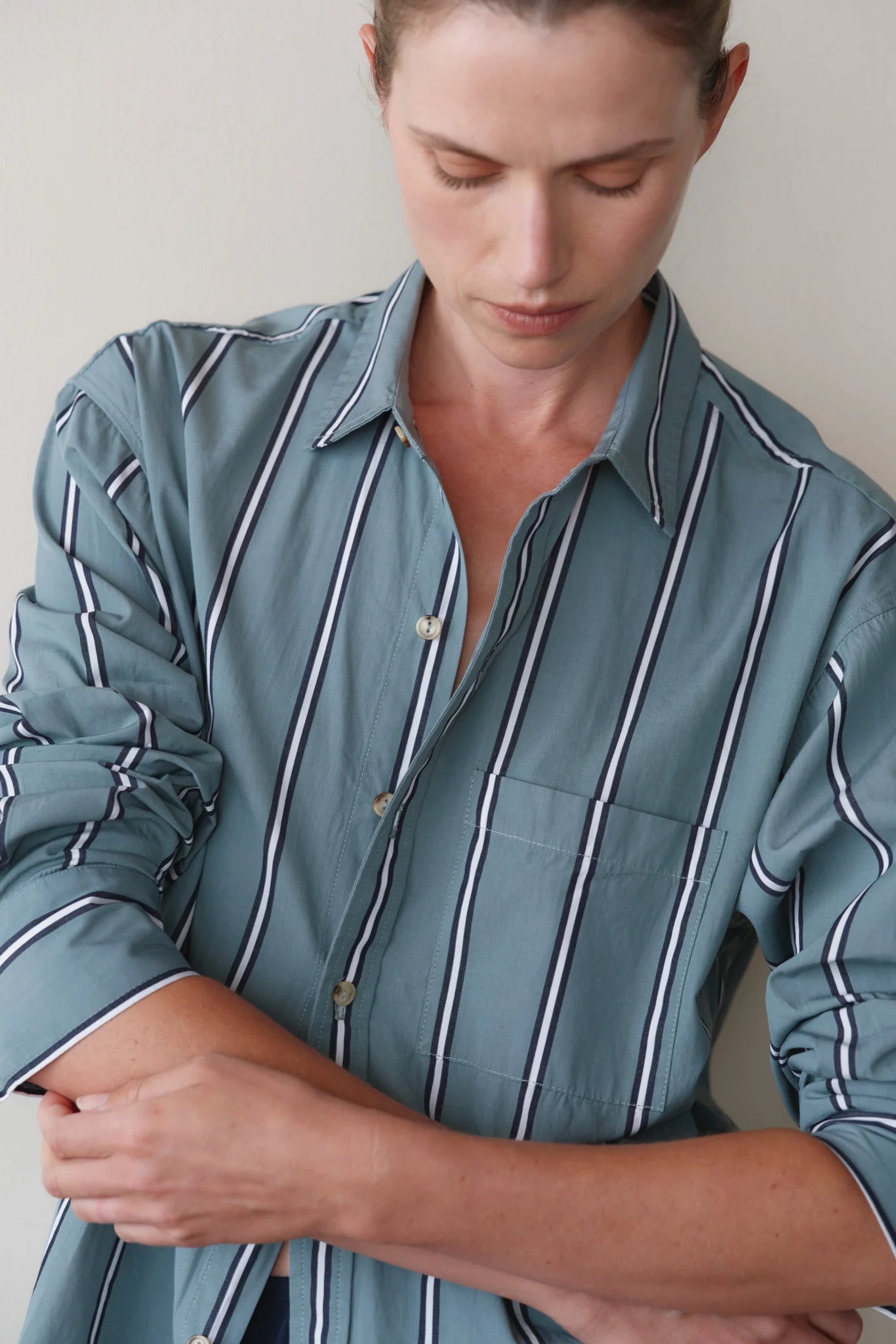 The Pop Stripe Shirt - Sage