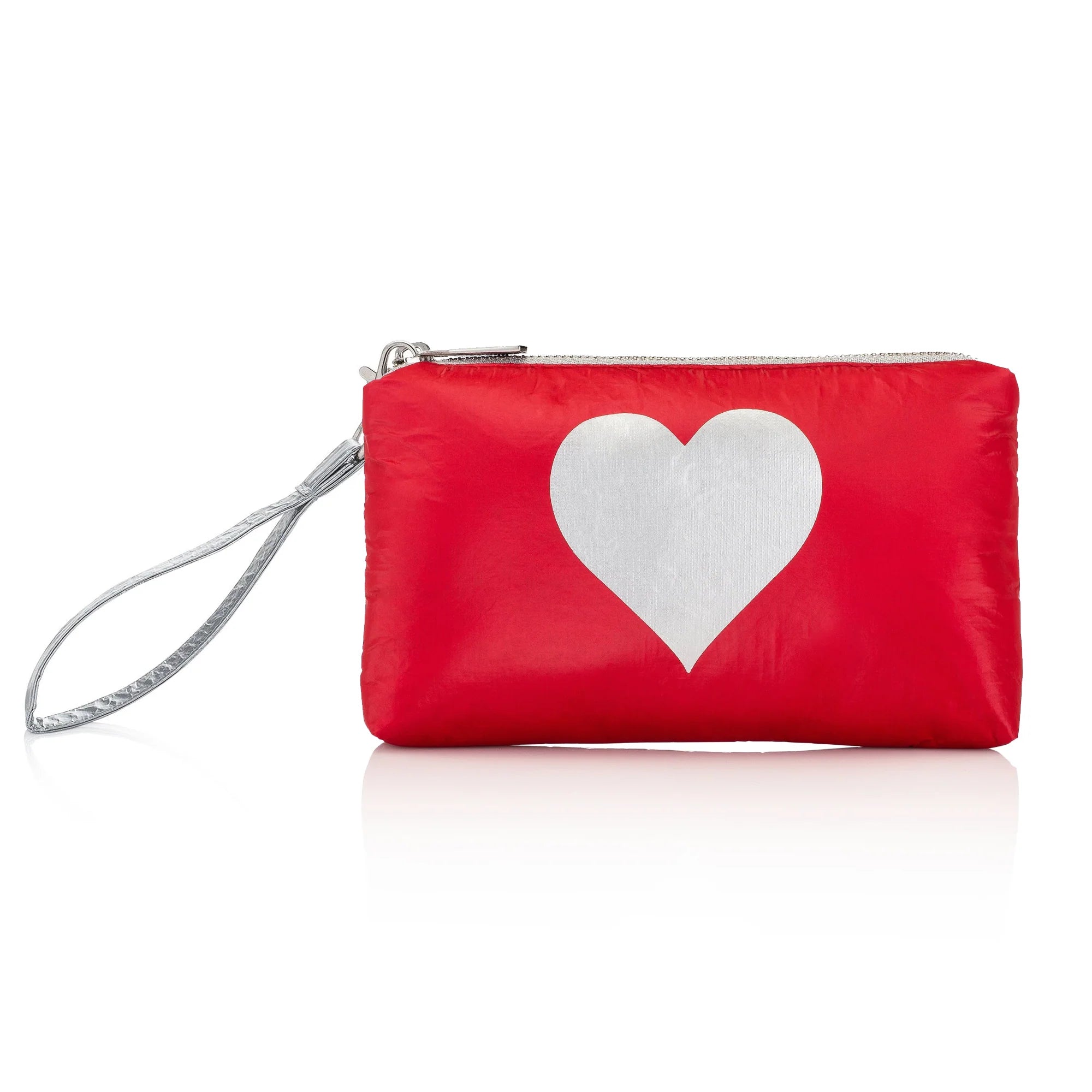 Crimson Red wristlet with Silver Heart