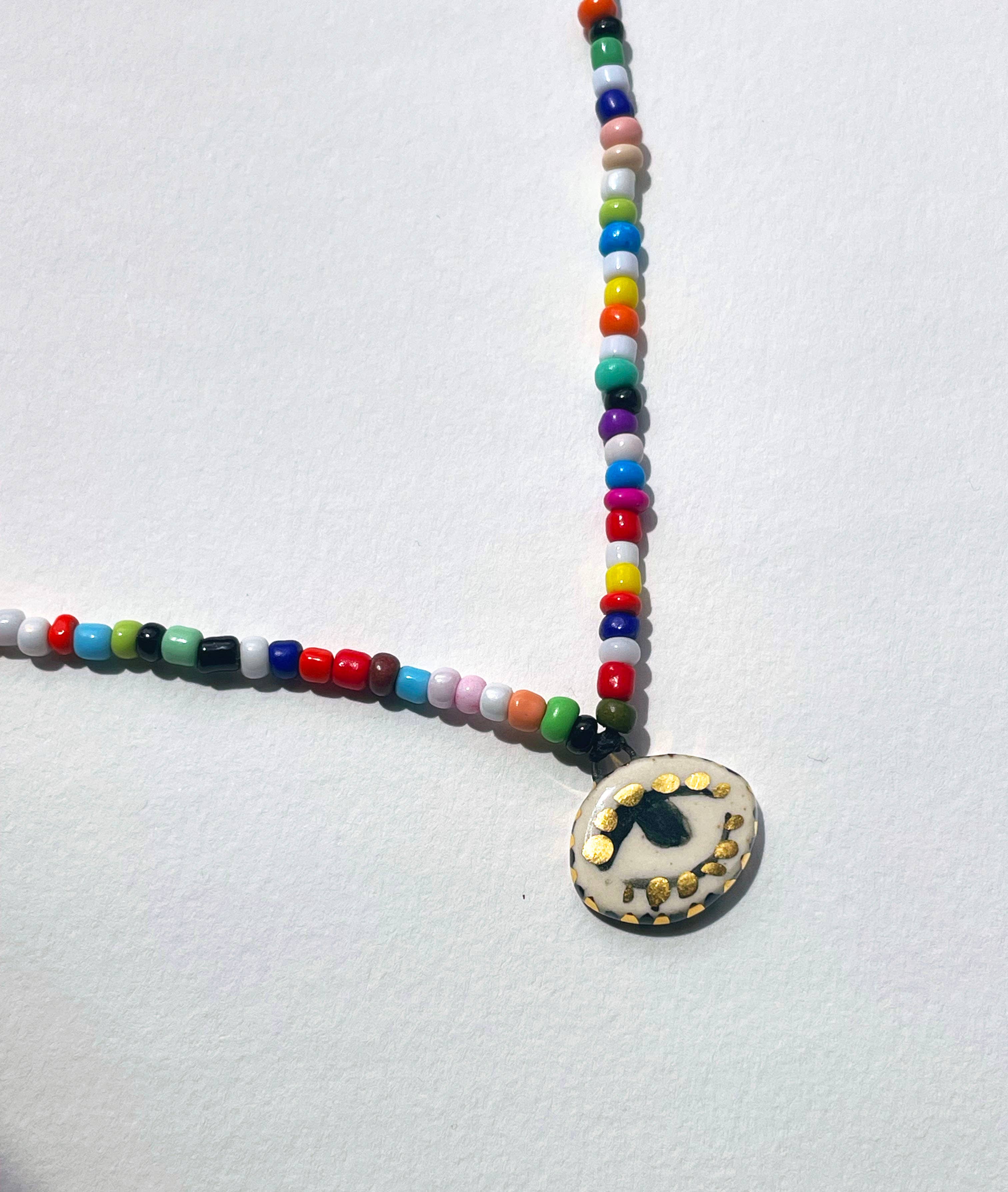 Not so evil eye charm beaded necklace
