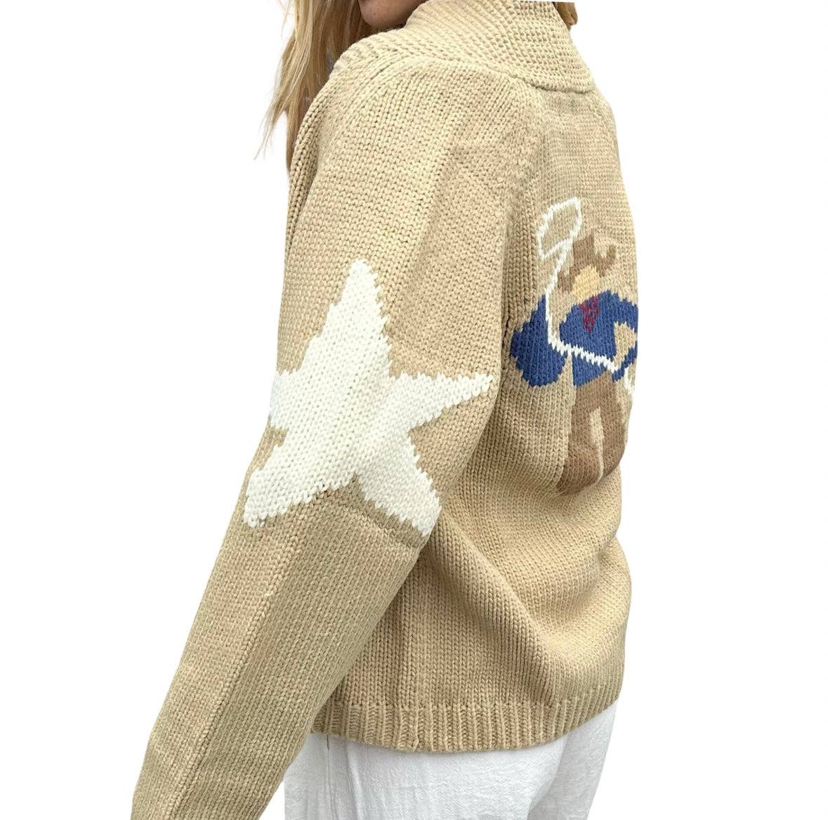 Vintage Cowboy Varsity Cardigan in Camel