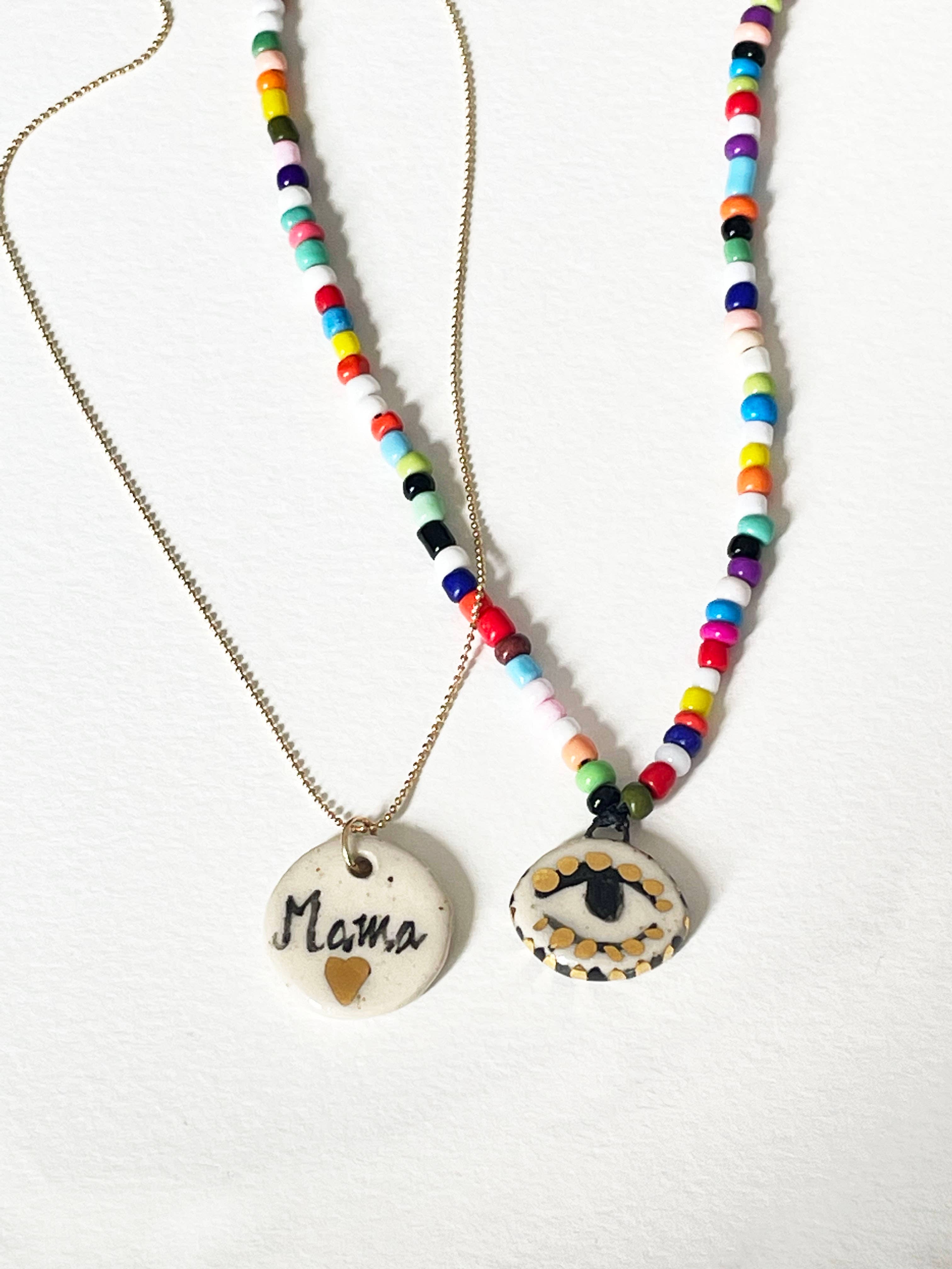 Not so evil eye charm beaded necklace