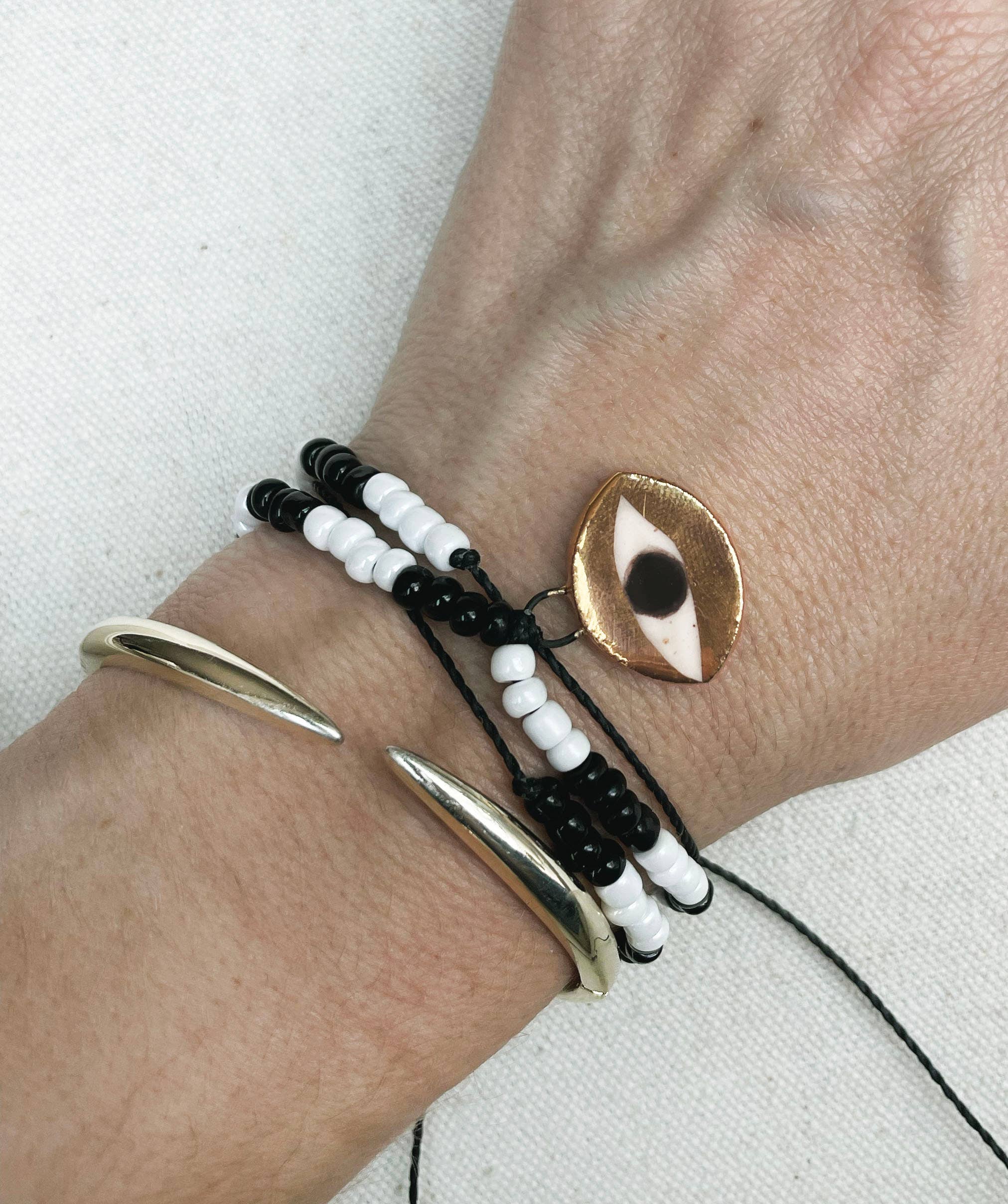 Not so evil eye charm beaded necklace