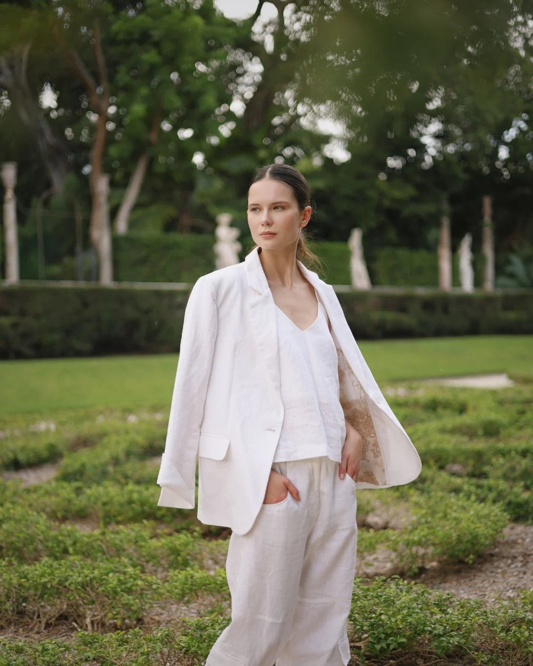 White linen blazer