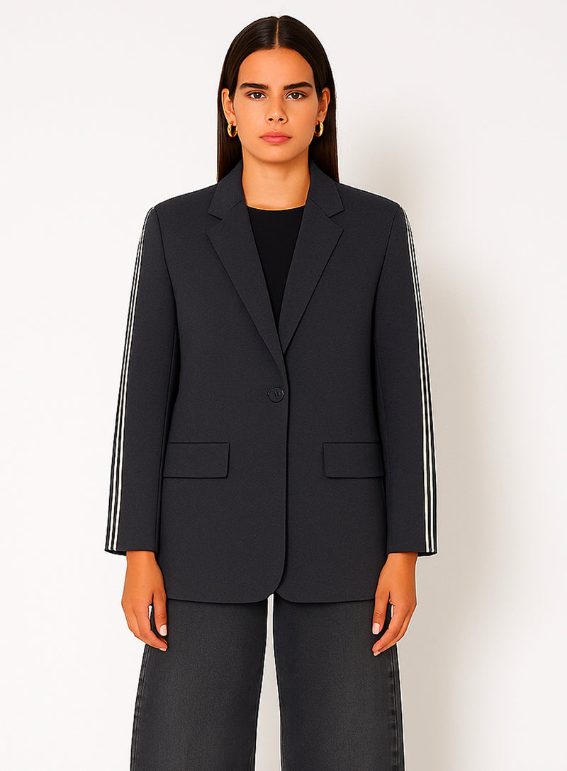 VESTE BLAZER EN LAINE RAYURES