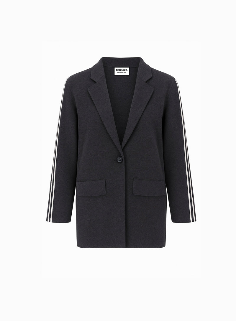 VESTE BLAZER EN LAINE RAYURES