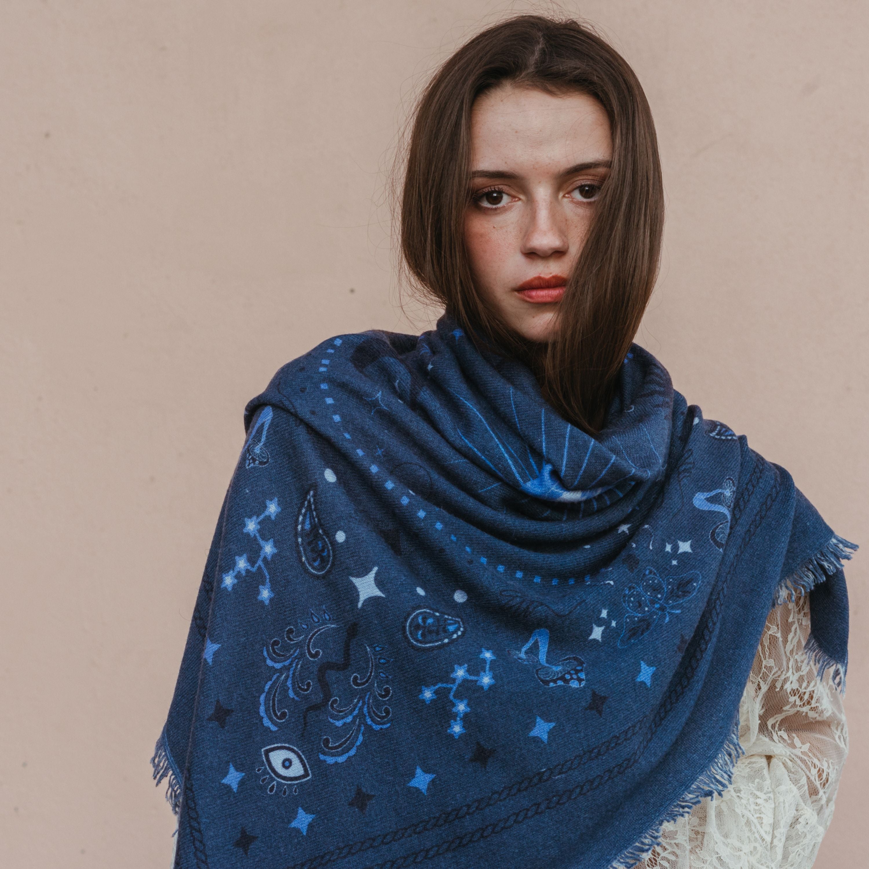 Cashmere Bandana Wrap | 100% Soft Knit Cashmere Scarf & Shawl