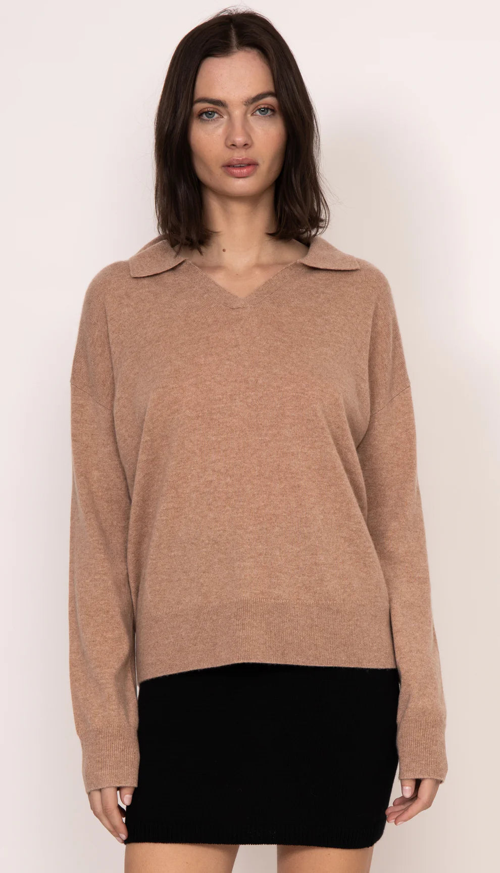 Luna collared cashmere crew