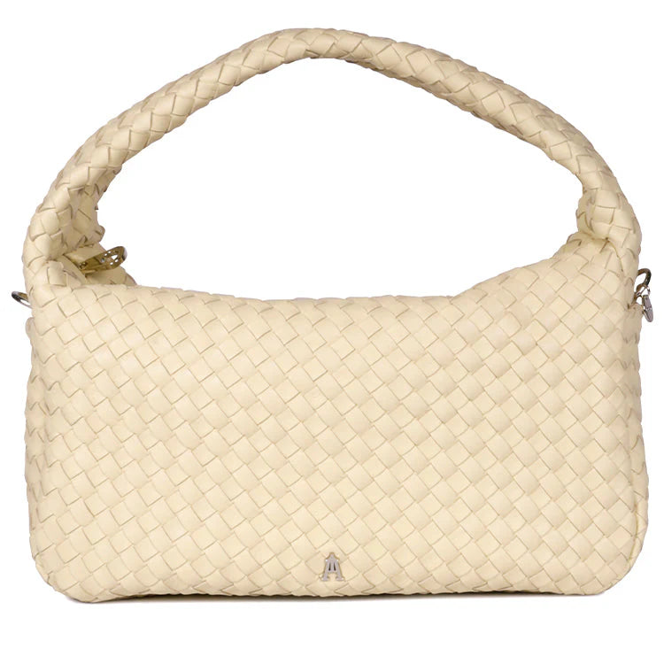 Ballon woven leather bag - butter
