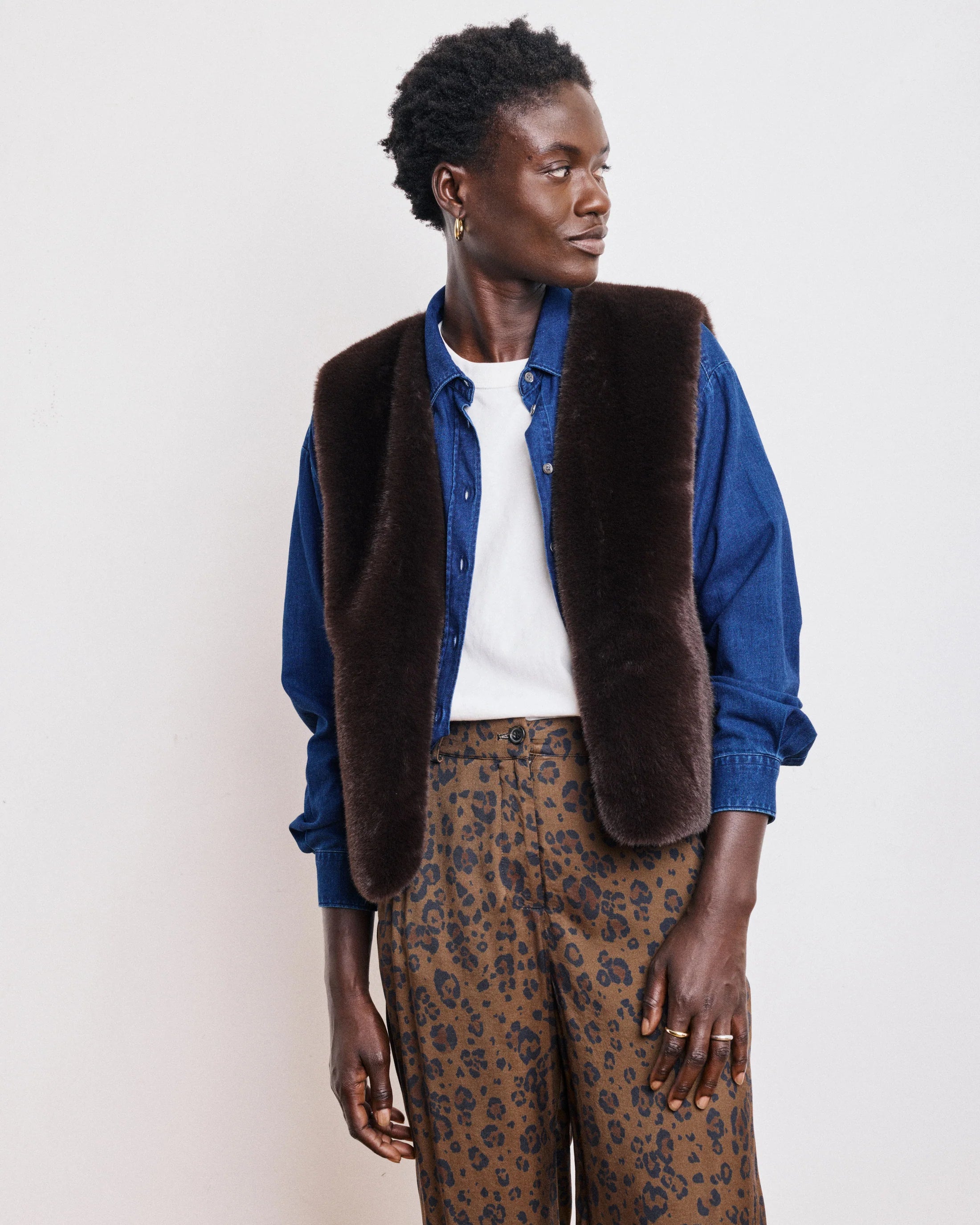 Vobby Chocolate Faux Fur Vest