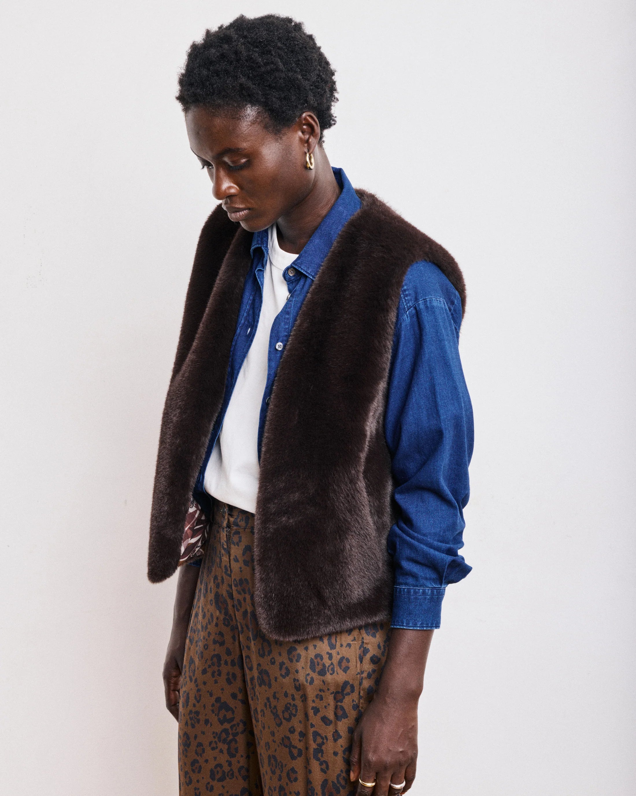 Vobby Chocolate Faux Fur Vest