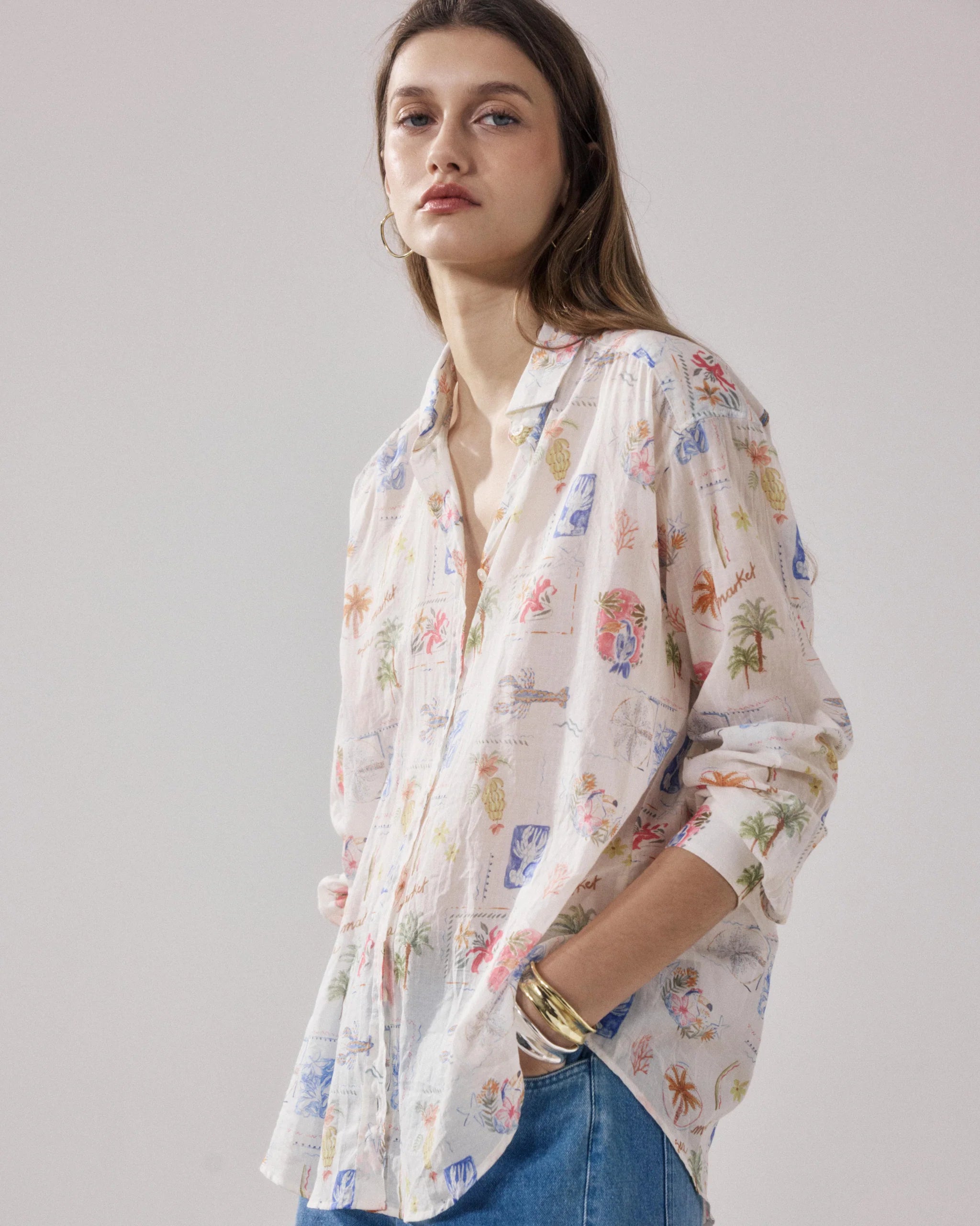 Charlot blouse with holiday print