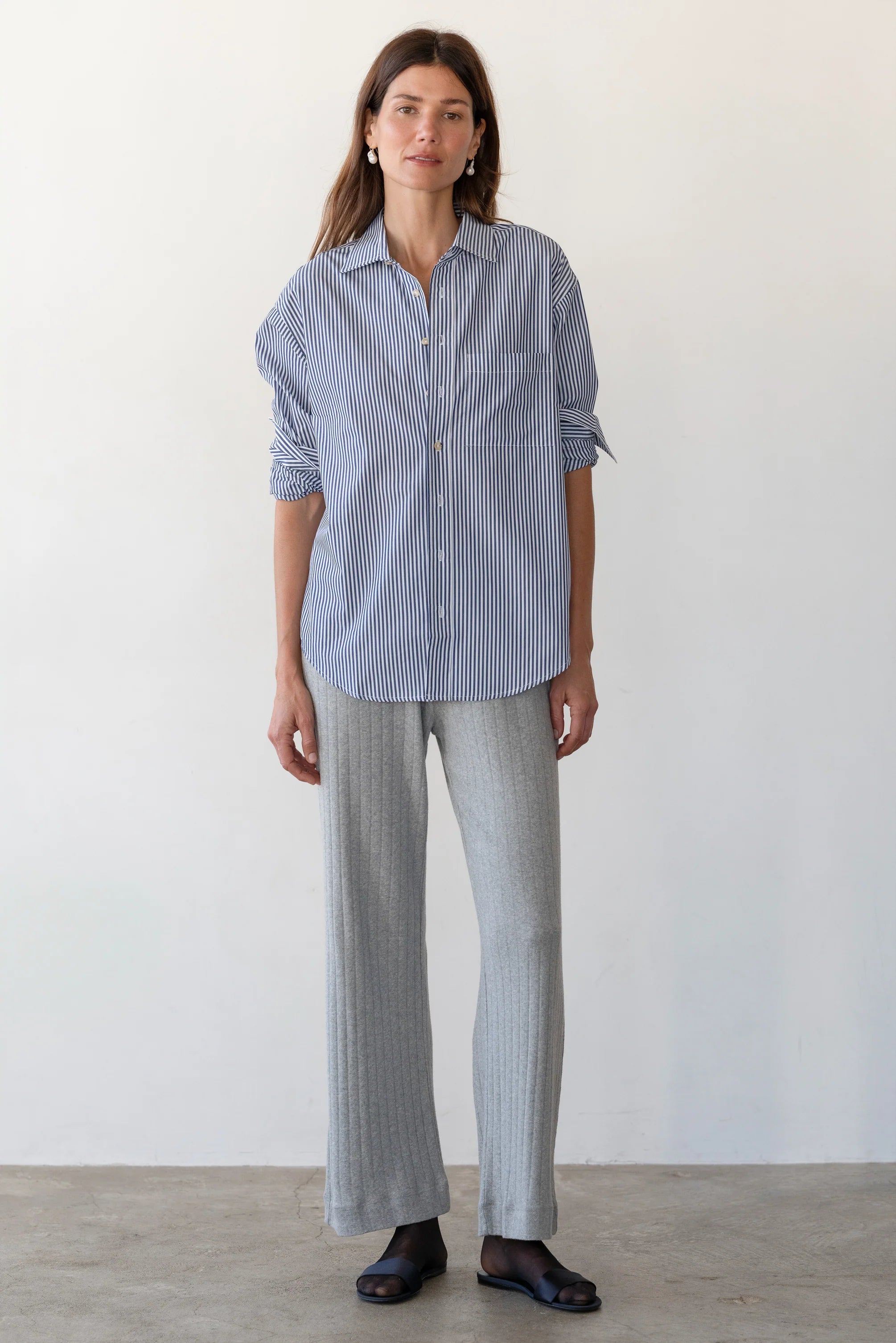 The Pop Shirt - Navy Stripe