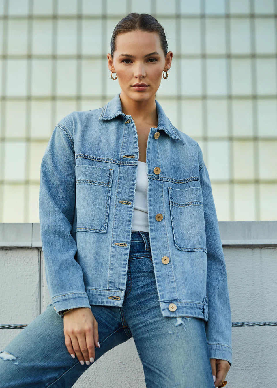 Edyson Mitchell Relaxed Shirt Jacket | Comfort Stretch Women's Jacket