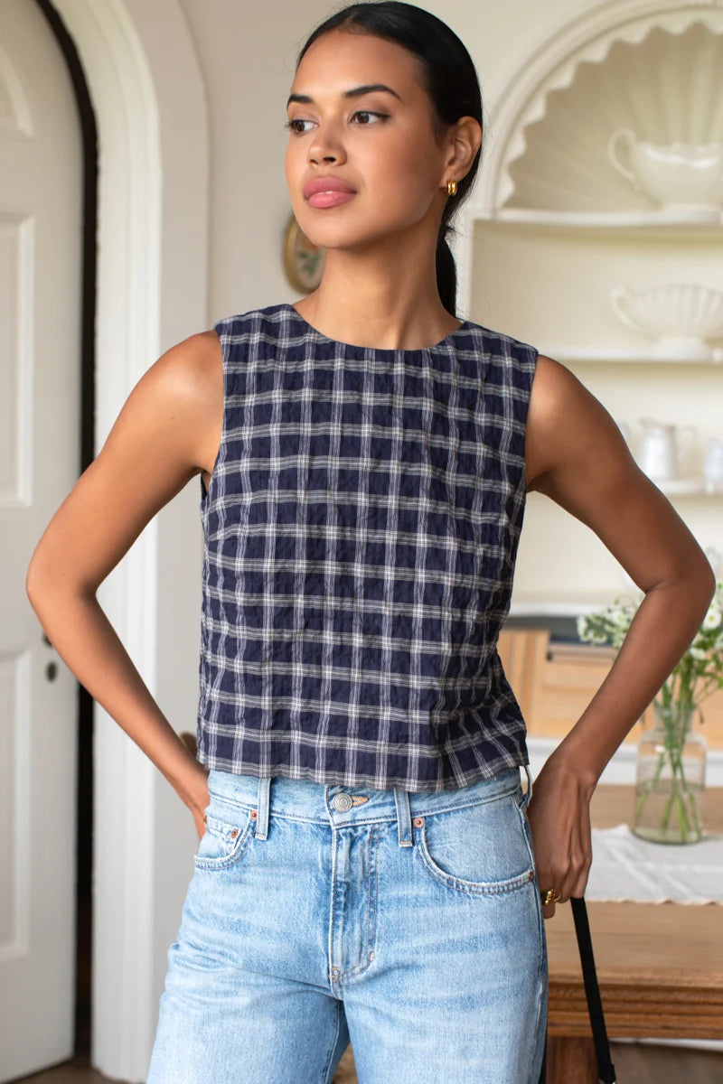 Jeanne Top- Midnight plaid