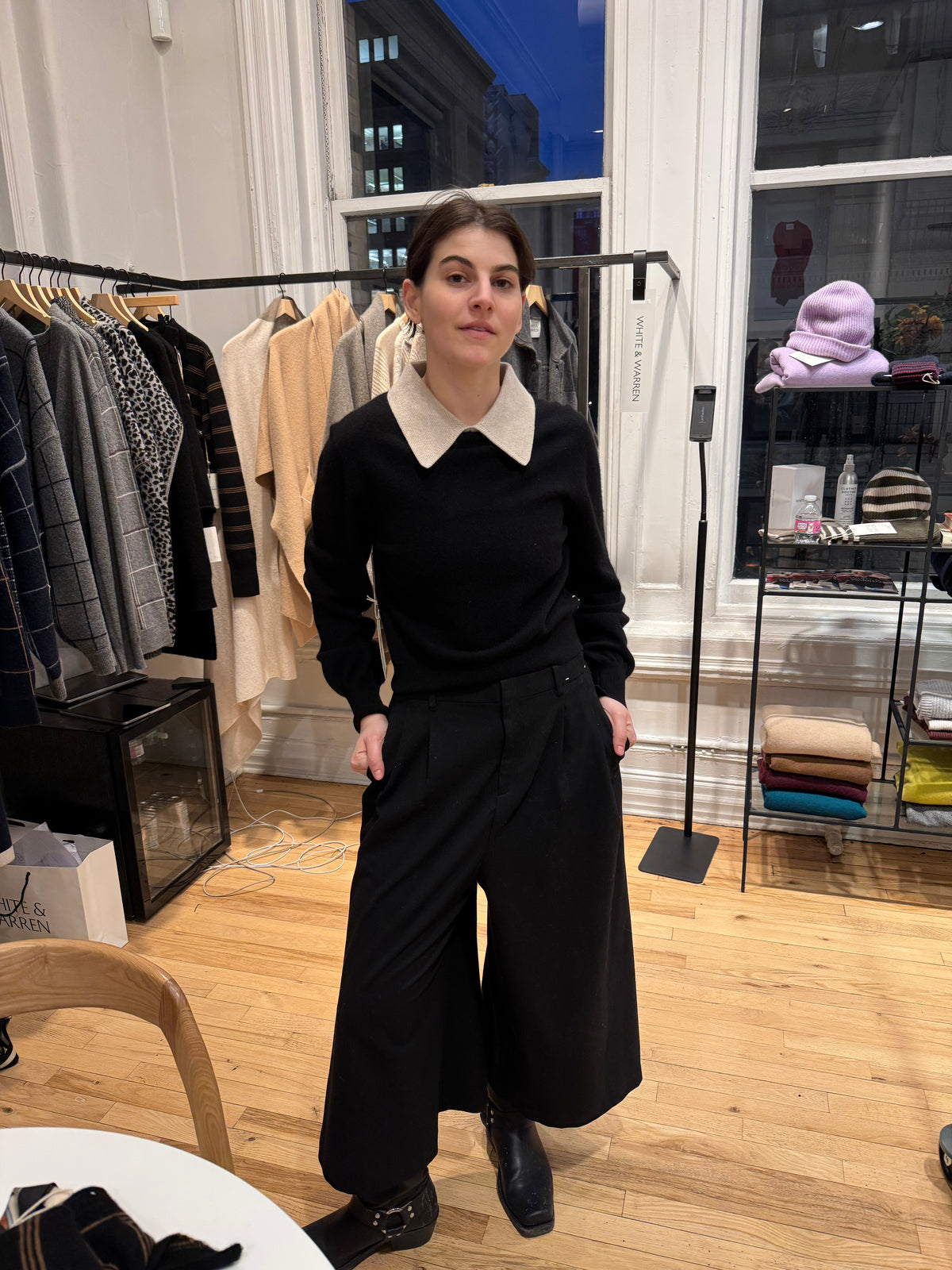 Cashmere Contrast Collar Sweater