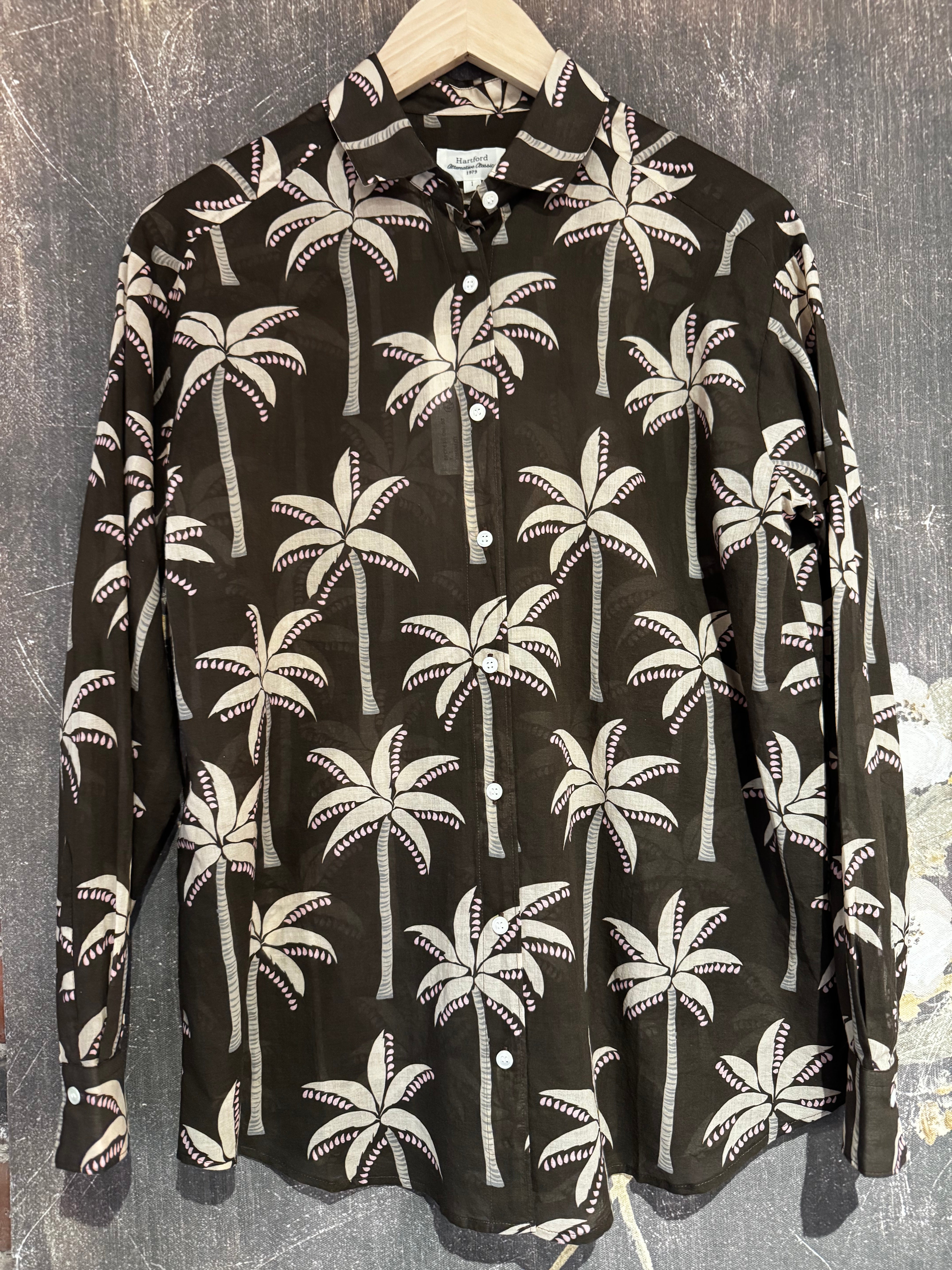 Charlot blouse with brown palm print