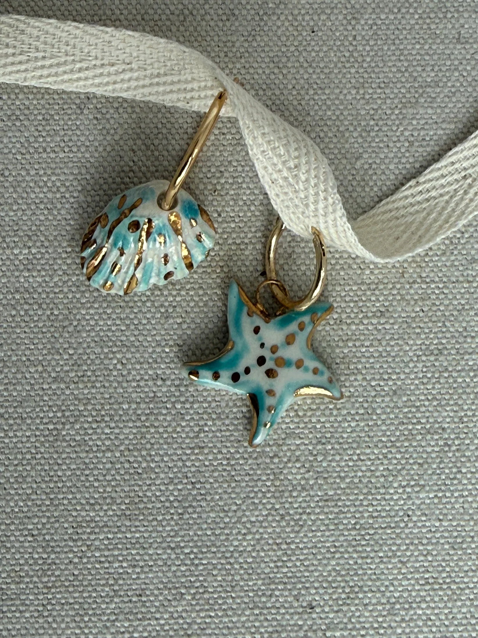 Mismatched Shell And starfish earrings